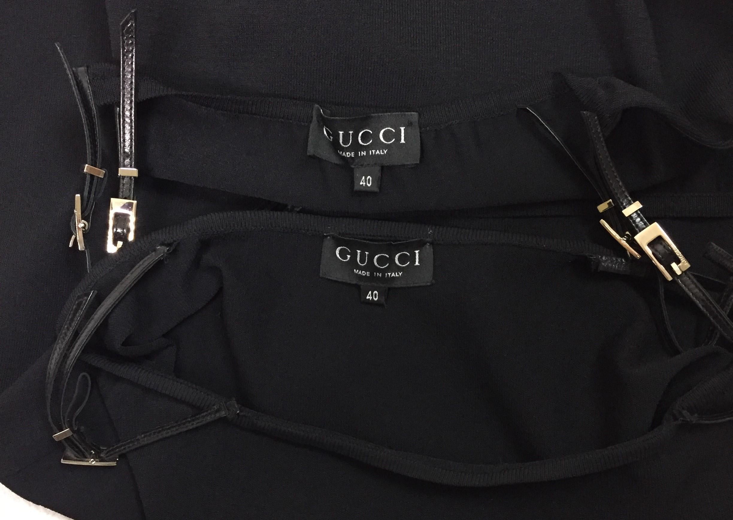 S/S 1998 Gucci by Tom Ford Runway Black Strappy 2 Piece Skirt Top Set In Excellent Condition In Yukon, OK