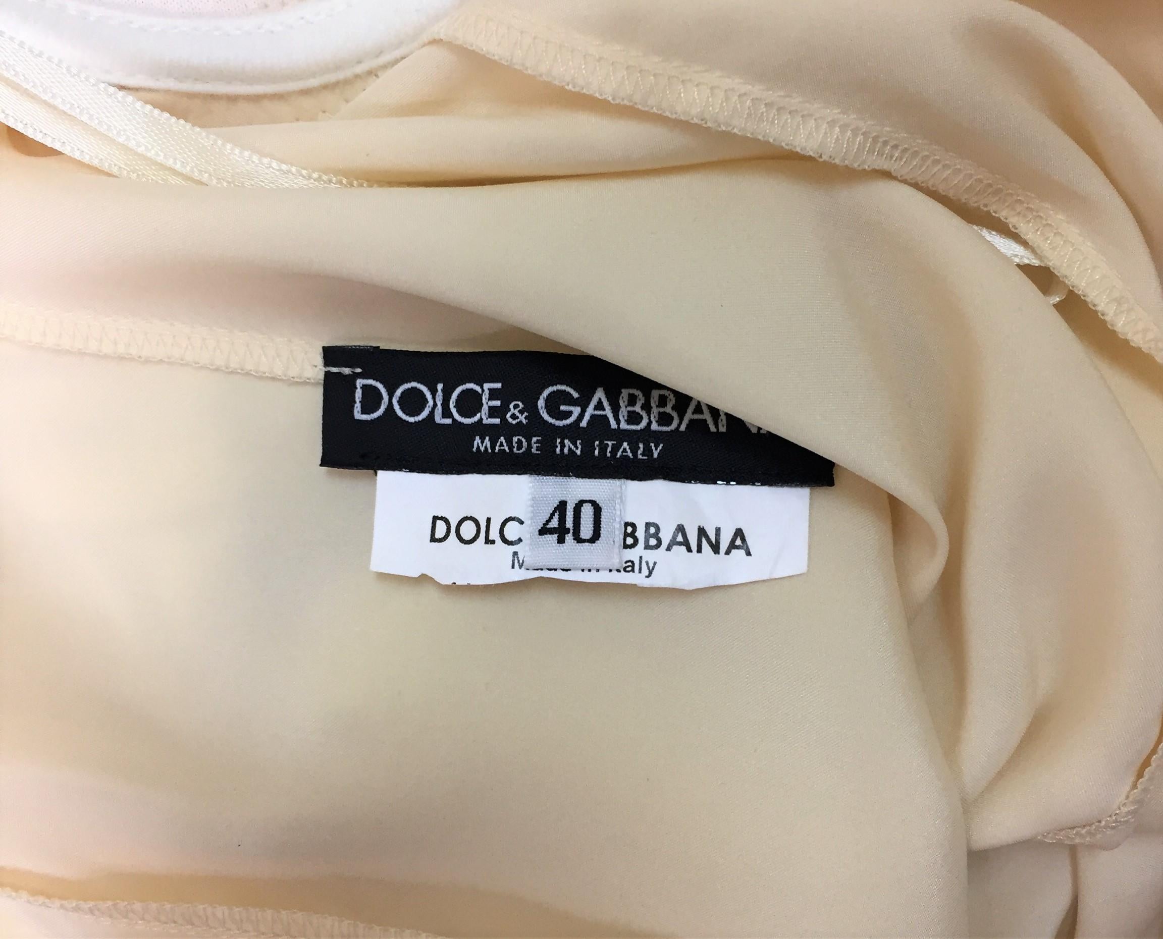 Gray 2003 Dolce & Gabbana Ivory Silk Satin Madonna Charm Bra Slip Style Dress