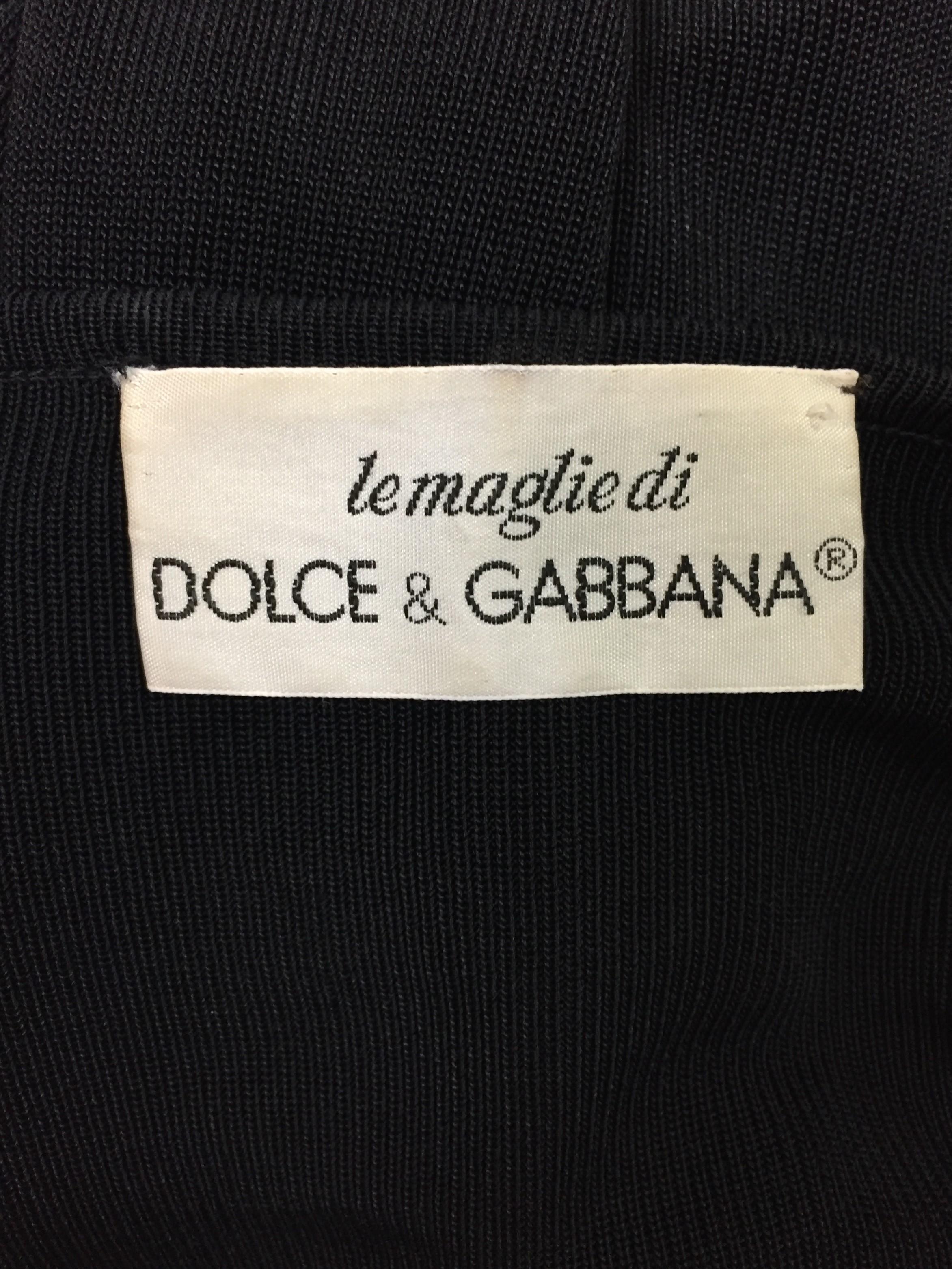 Vintage 1989 Dolce and Gabbana Sheer Black Knit L/S Off Shoulder Mini ...