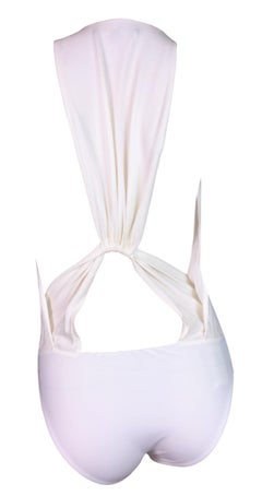 2011 Gucci Sheer Ivory Plunging Bodysuit Top