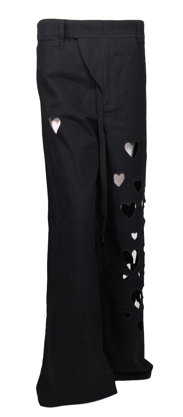 S/S 2002 Gucci by Tom Ford Runway Black Baggy Hip Hop Heart Cut-Out Jeans at 1stdibs