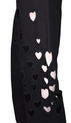 S/S 2002 Gucci by Tom Ford Runway Black Baggy Hip Hop Heart Cut-Out Jeans