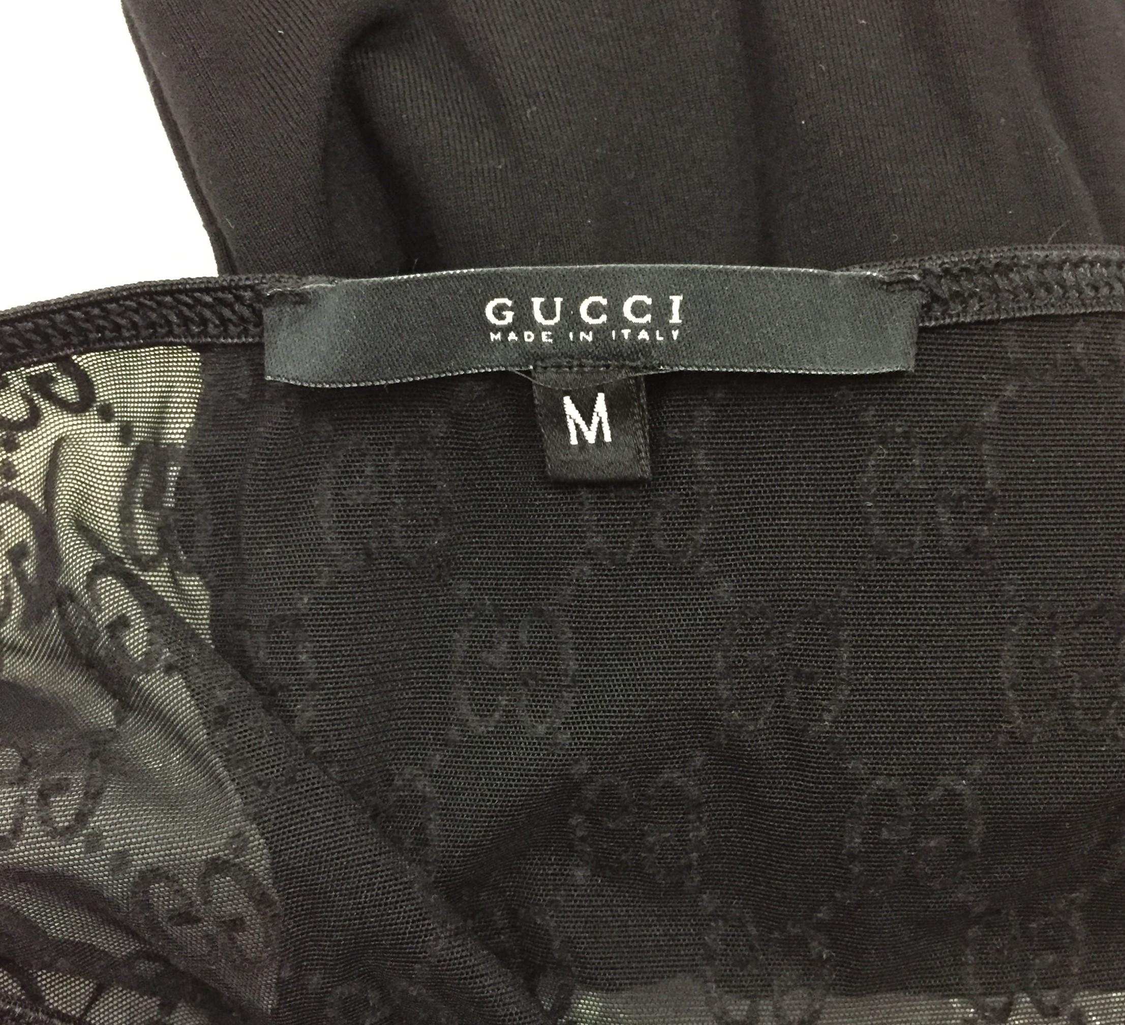 Unworn S/S 2001 Gucci by Tom Ford Runway Black Crop Top & Monogram Panty In Excellent Condition In Yukon, OK