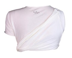 NWT S/S 2001 Gucci by Tom Ford Runway Sheer White Cut-Out Crop Top Shirt 42