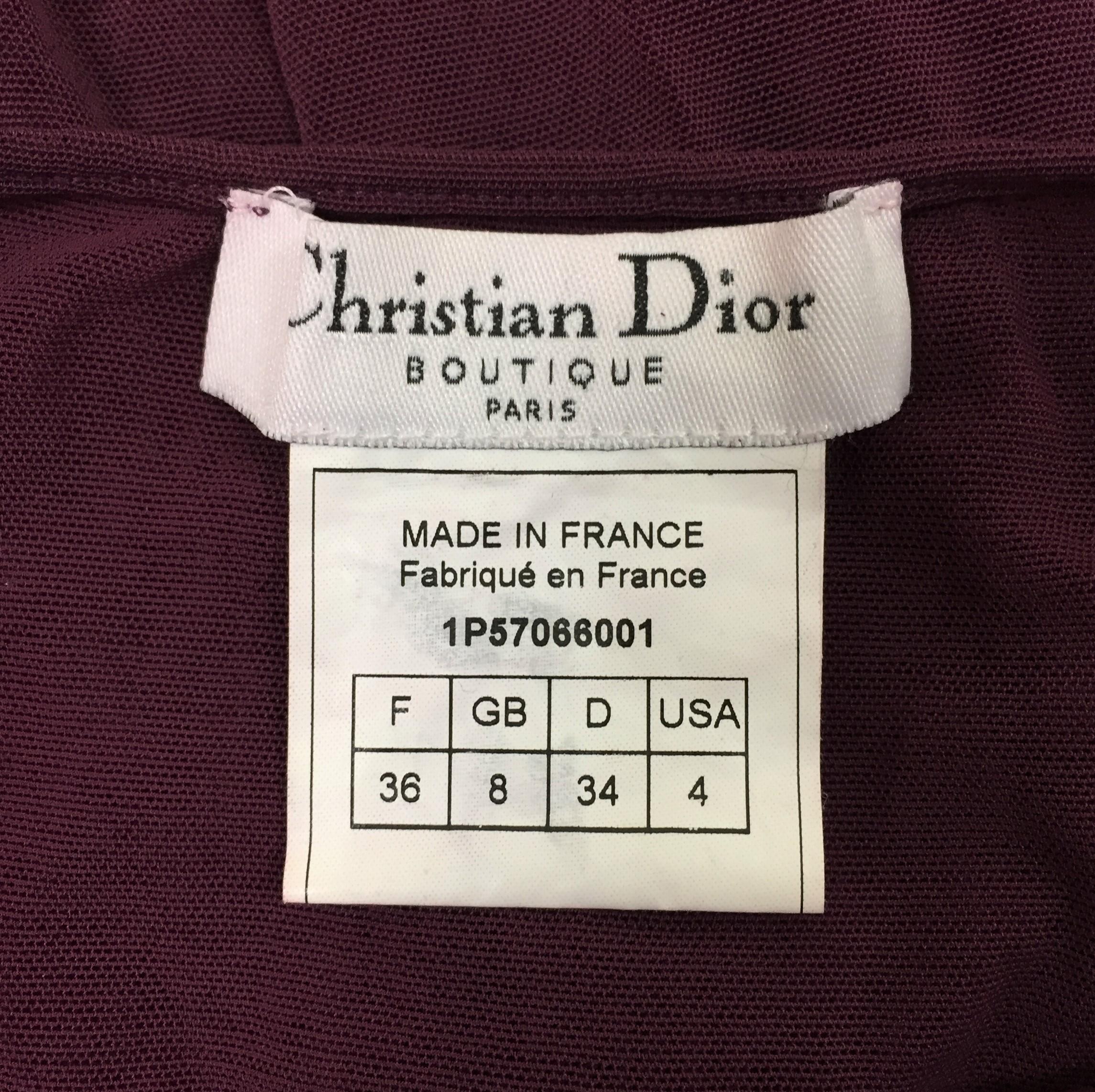 Black Circa 2000 Christian Dior Sheer Burgundy Halter Pin-Up Wiggle Long Dress