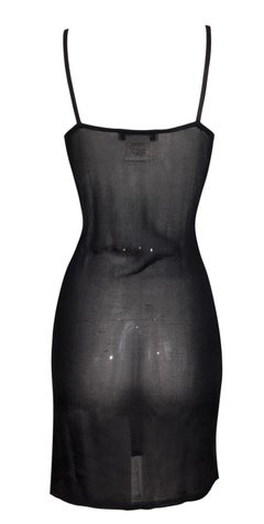 2001 Christian Dior by John Galliano Sheer Black Knit Mini Dress