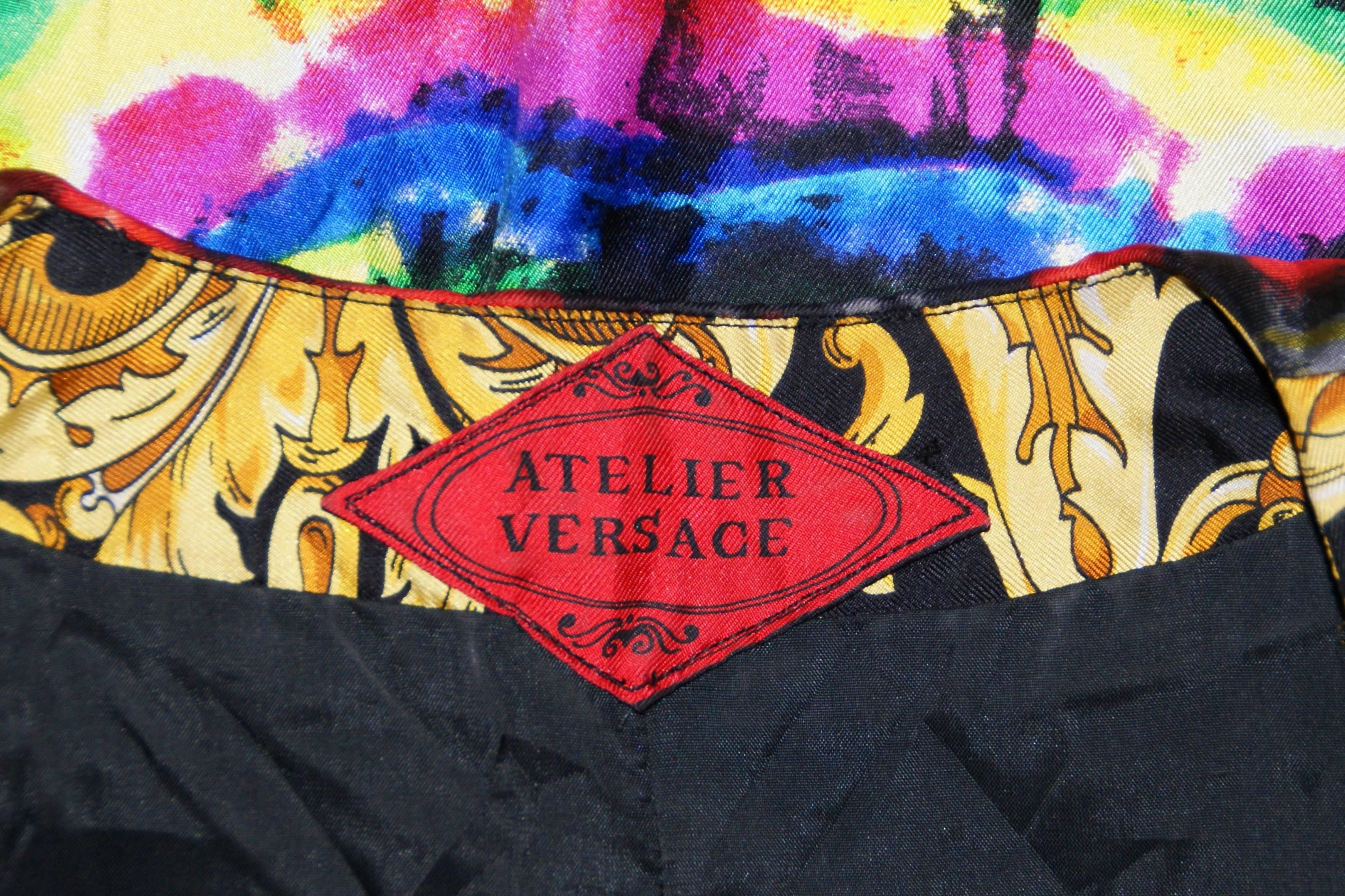 Brown S/S 1991 Atelier Versace by Gianni Baroque Tie Dye Silk Jacket
