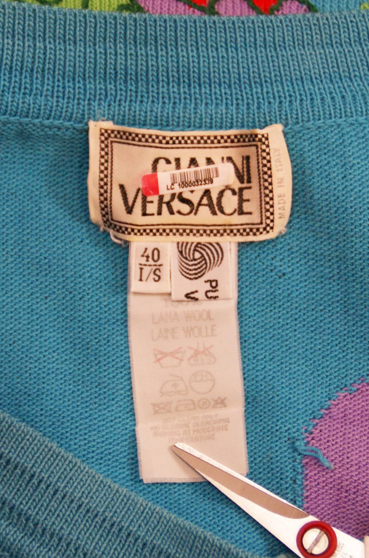 Women's S/S 1993 Gianni Versace Florida Long Knit Wool Sweater 40