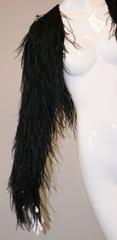 Randi Rahm Black Silk Beaded Feather Cropped Bolero Jacket