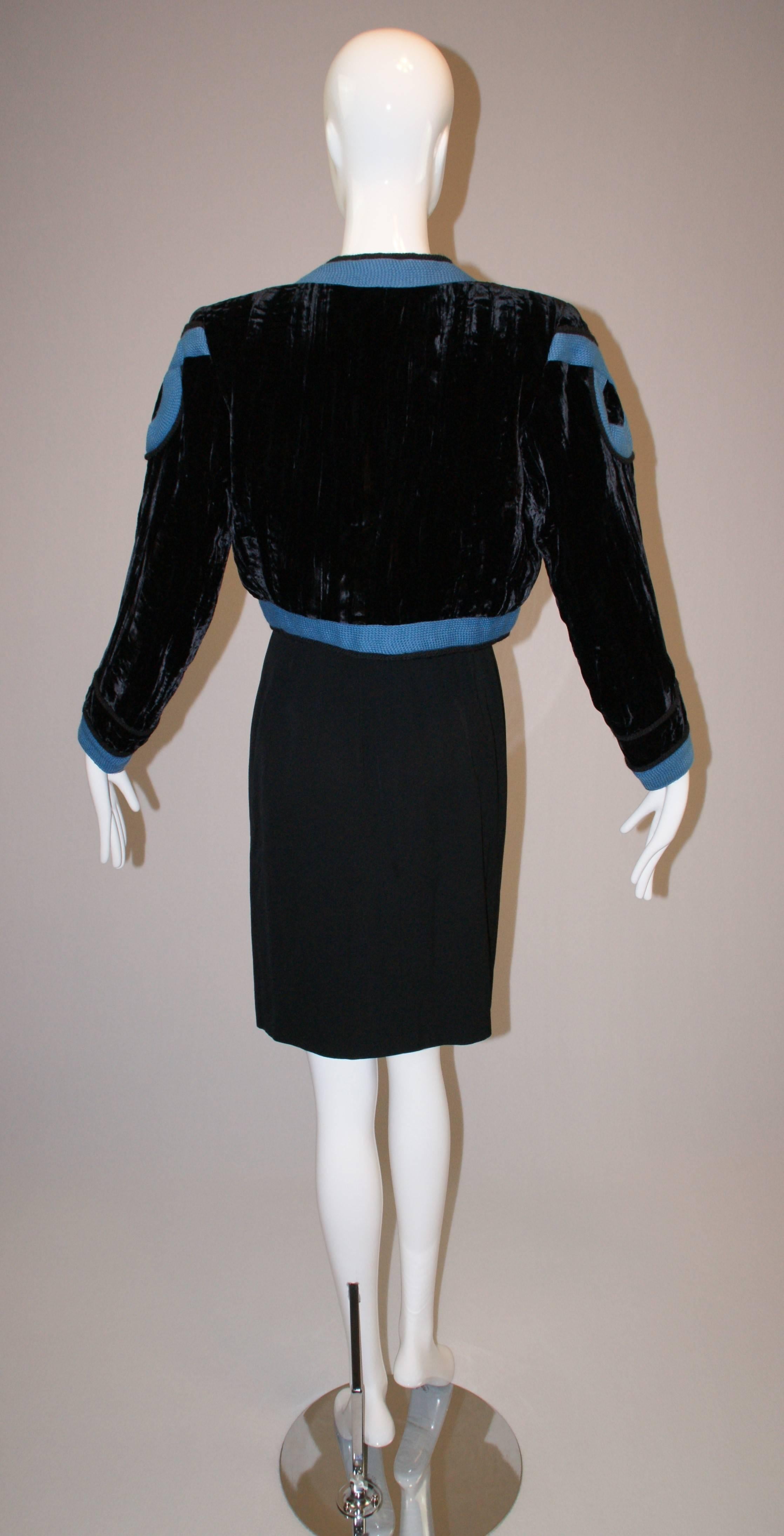 Women's S/S 1991 Yves Saint Laurent Woven Rope Trim Toreador Crop Jacket Skirt Suit