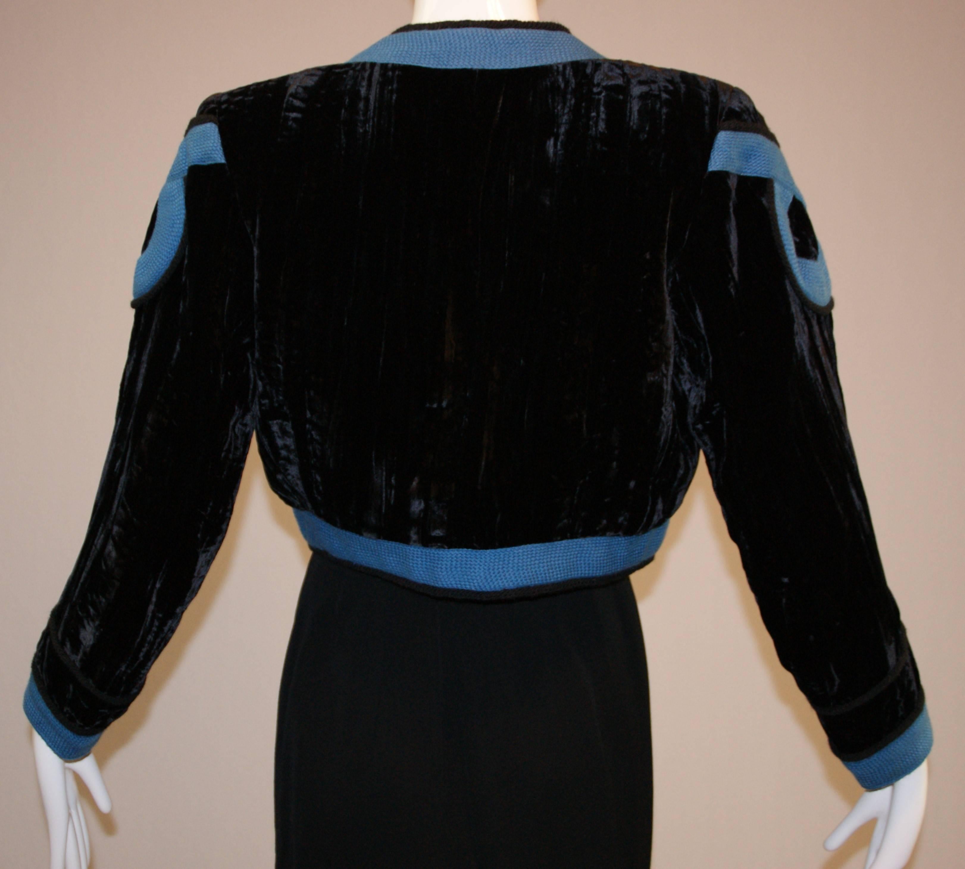 S/S 1991 Yves Saint Laurent Woven Rope Trim Toreador Crop Jacket Skirt Suit 1