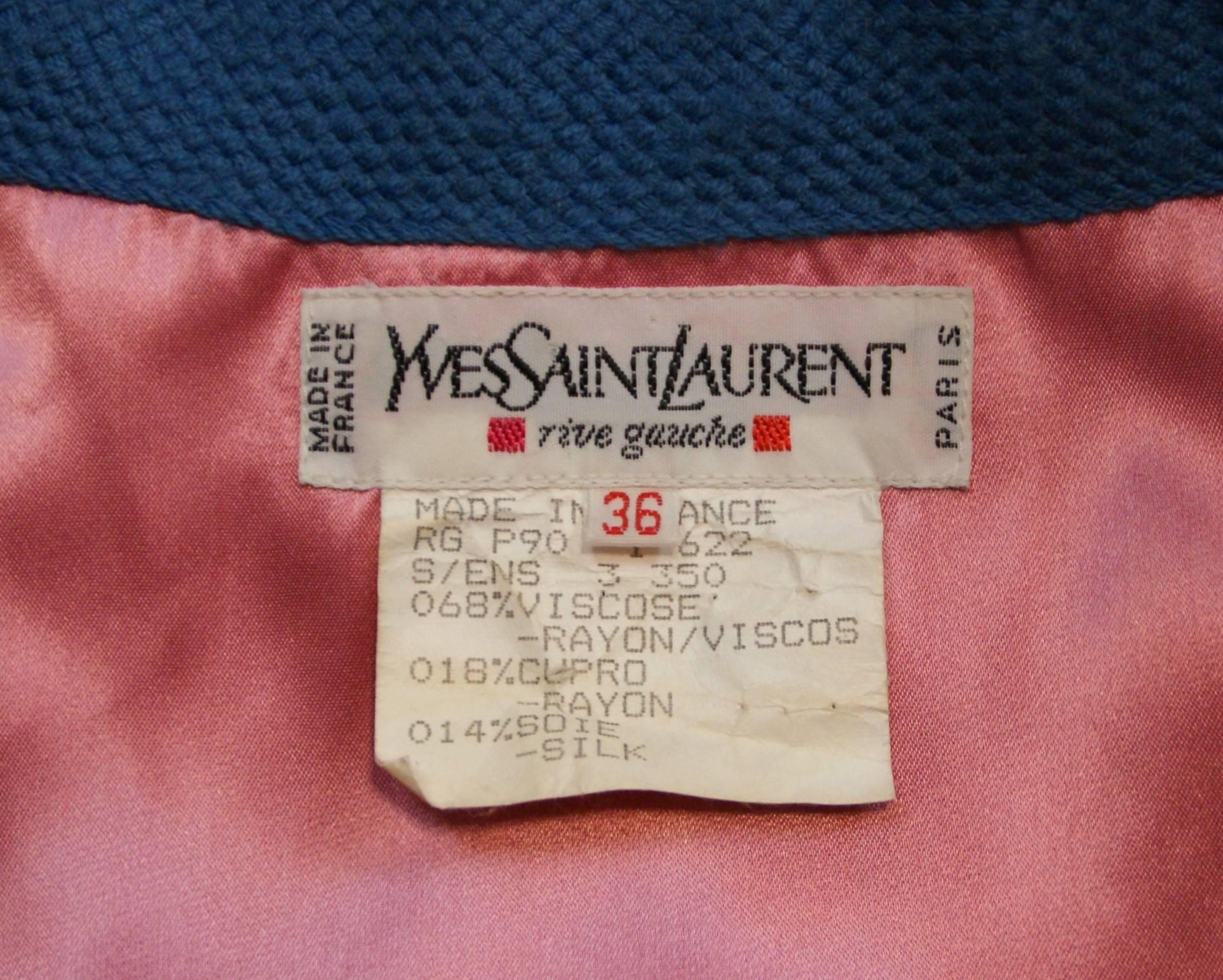 S/S 1991 Yves Saint Laurent Woven Rope Trim Toreador Crop Jacket Skirt Suit 3