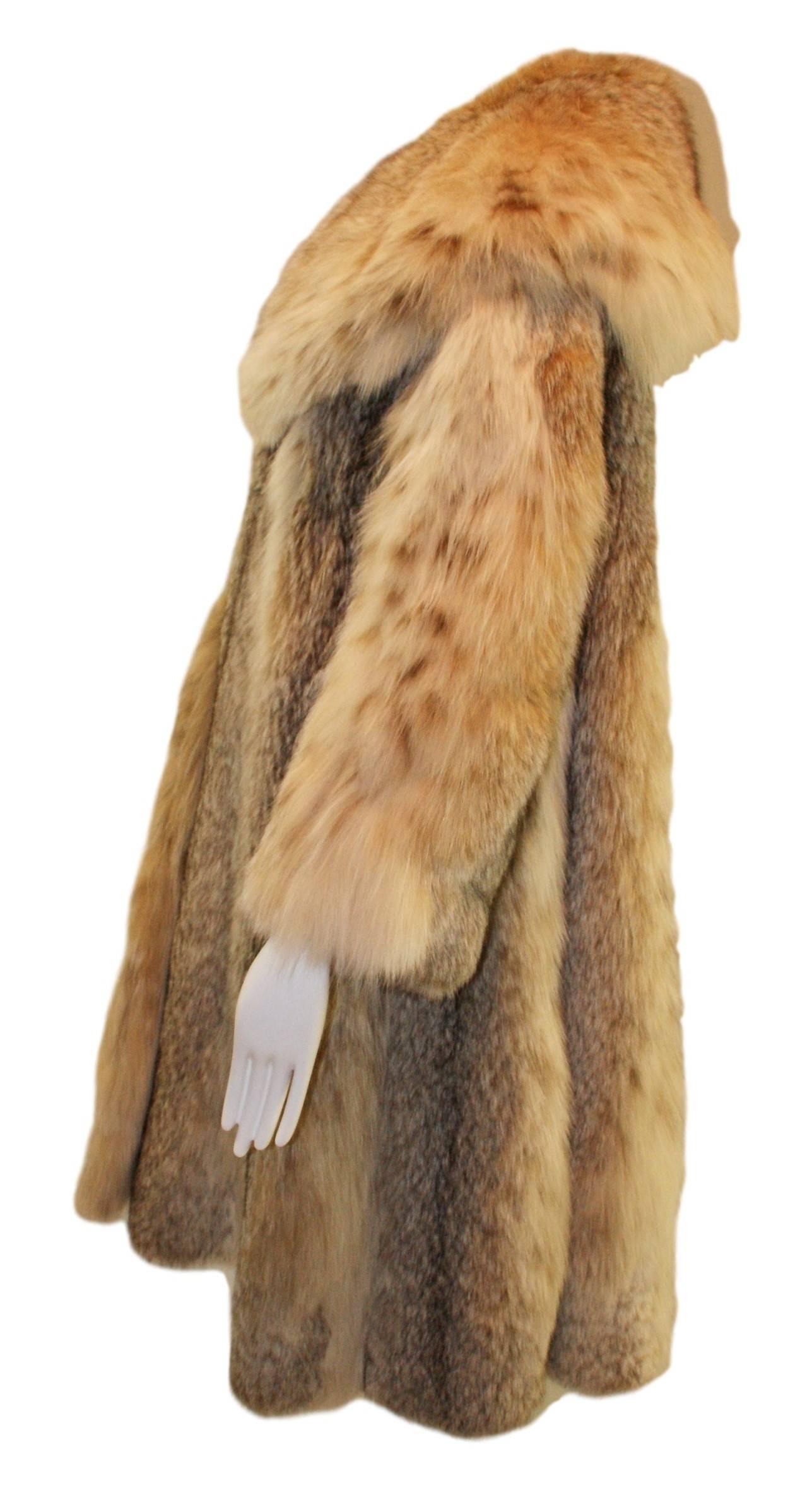 Brown 1980's James Galanos Lynx Swing Fur Coat