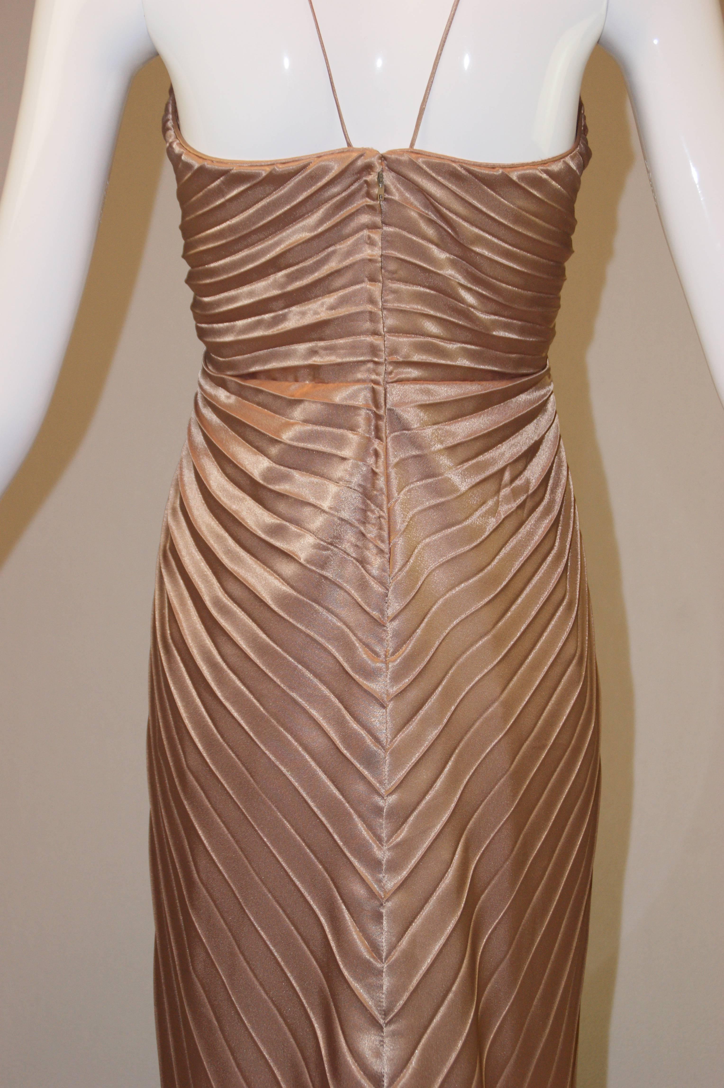 Brown 1970's Travilla in 1954 Marilyn Monroe Style Pleated Plunging V Wiggle Dress