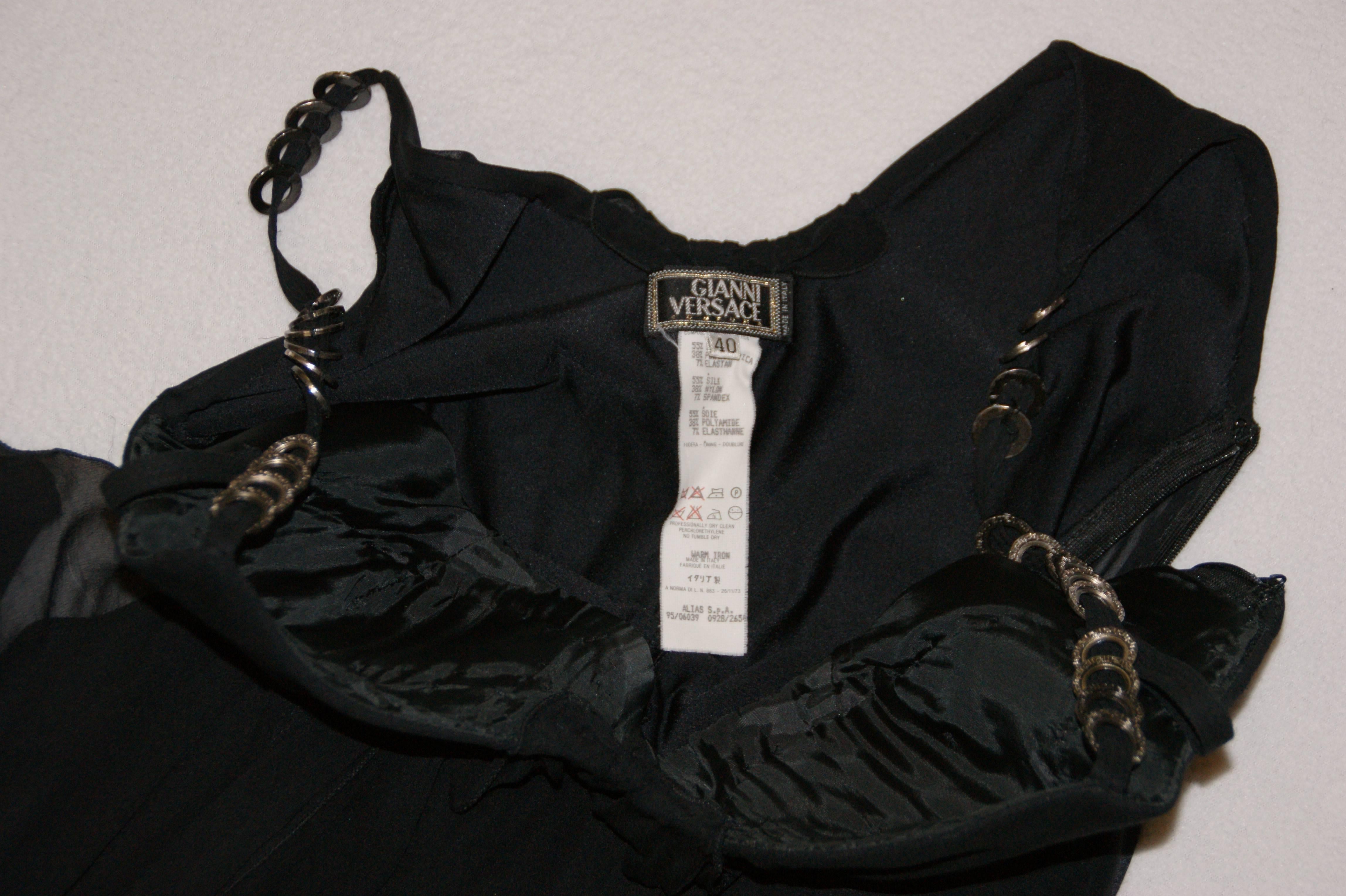 Gianni Versace Runway Black Silk Dress on Madonna as Jean Harlow 40, S/S 1995   In Good Condition In Yukon, OK