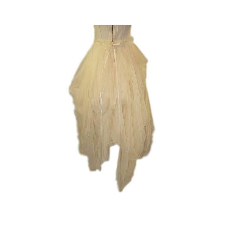 Beige S/S 1994 Dolce & Gabbana Runway Ivory Grunge Ballerina Tulle Gown Dress