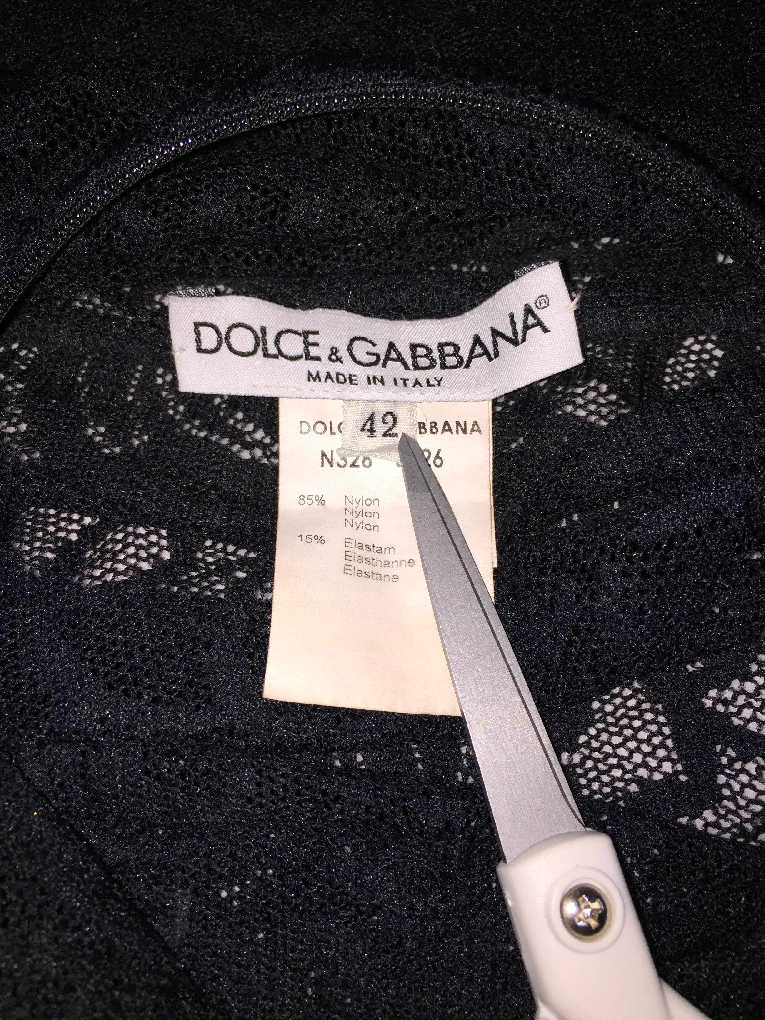 S/S 1999 Dolce & Gabbana Black Sheer Mesh Lace Dress In Excellent Condition In Yukon, OK