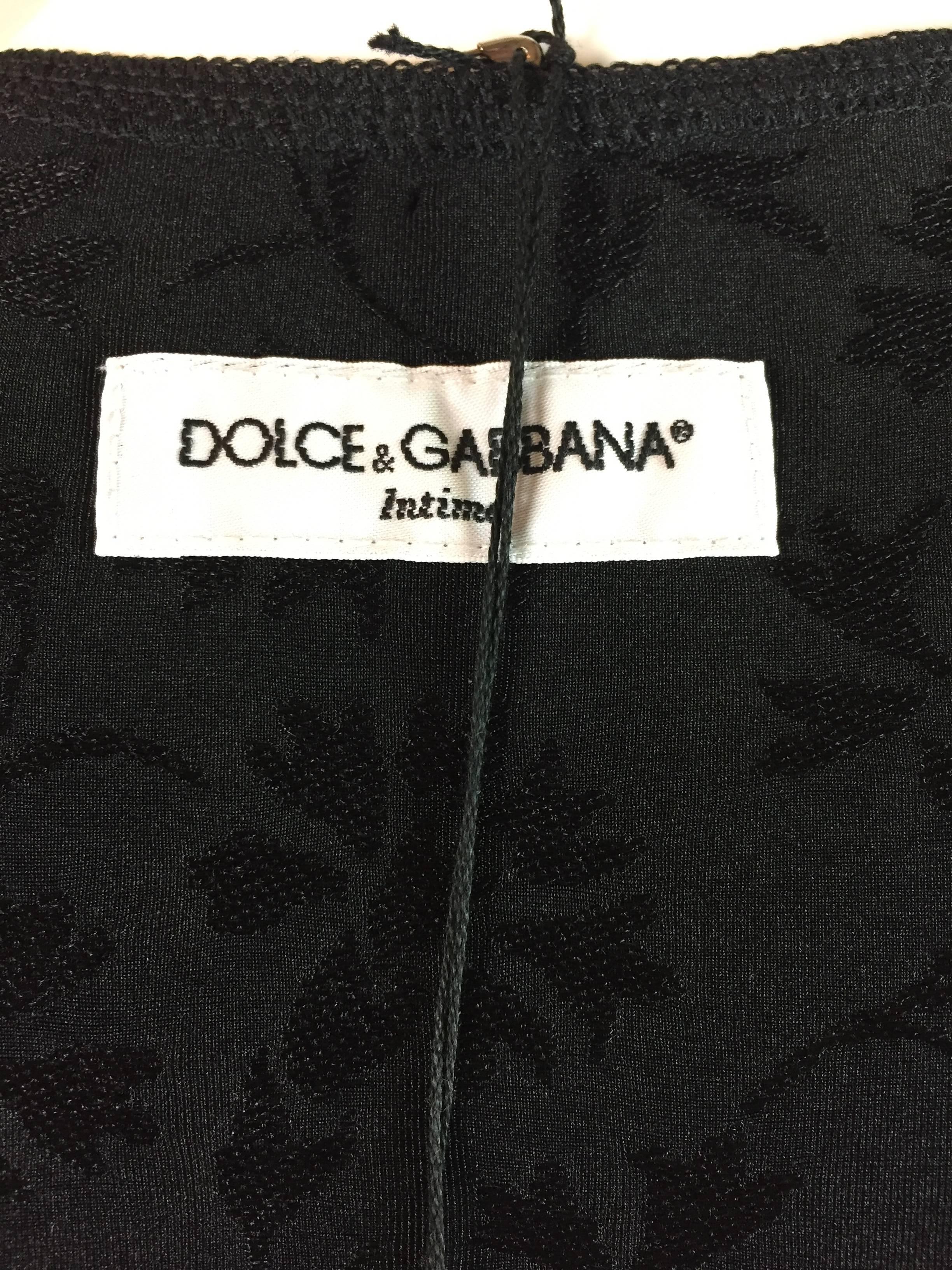 NWT 1990's Dolce & Gabbana Floral Brocade Black Crop Top & High Panties Set 1