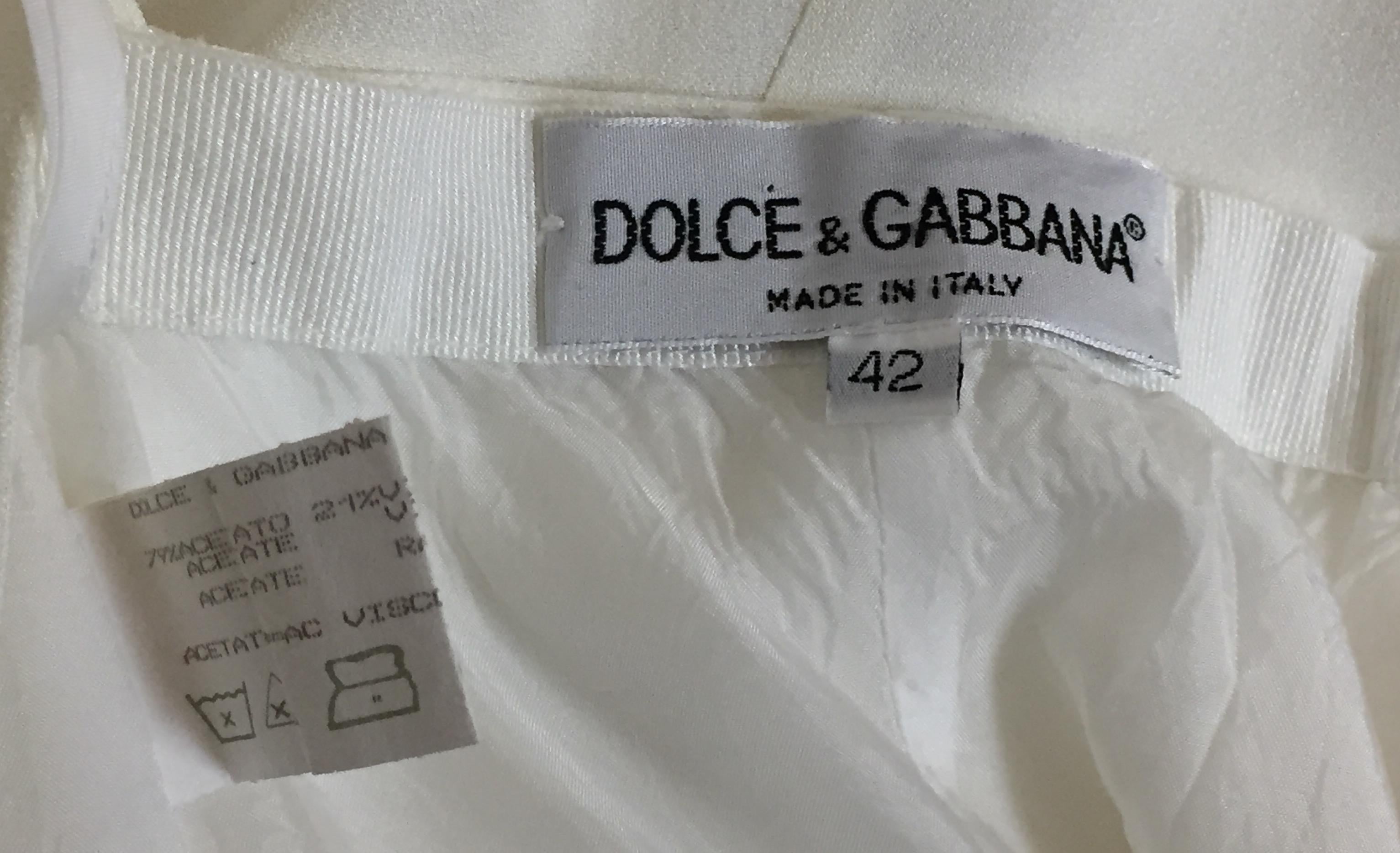S/S 1995 Dolce & Gabbana Runway Ivory Plunging Marilyn Halter Skater Mini Dress In Excellent Condition In Yukon, OK