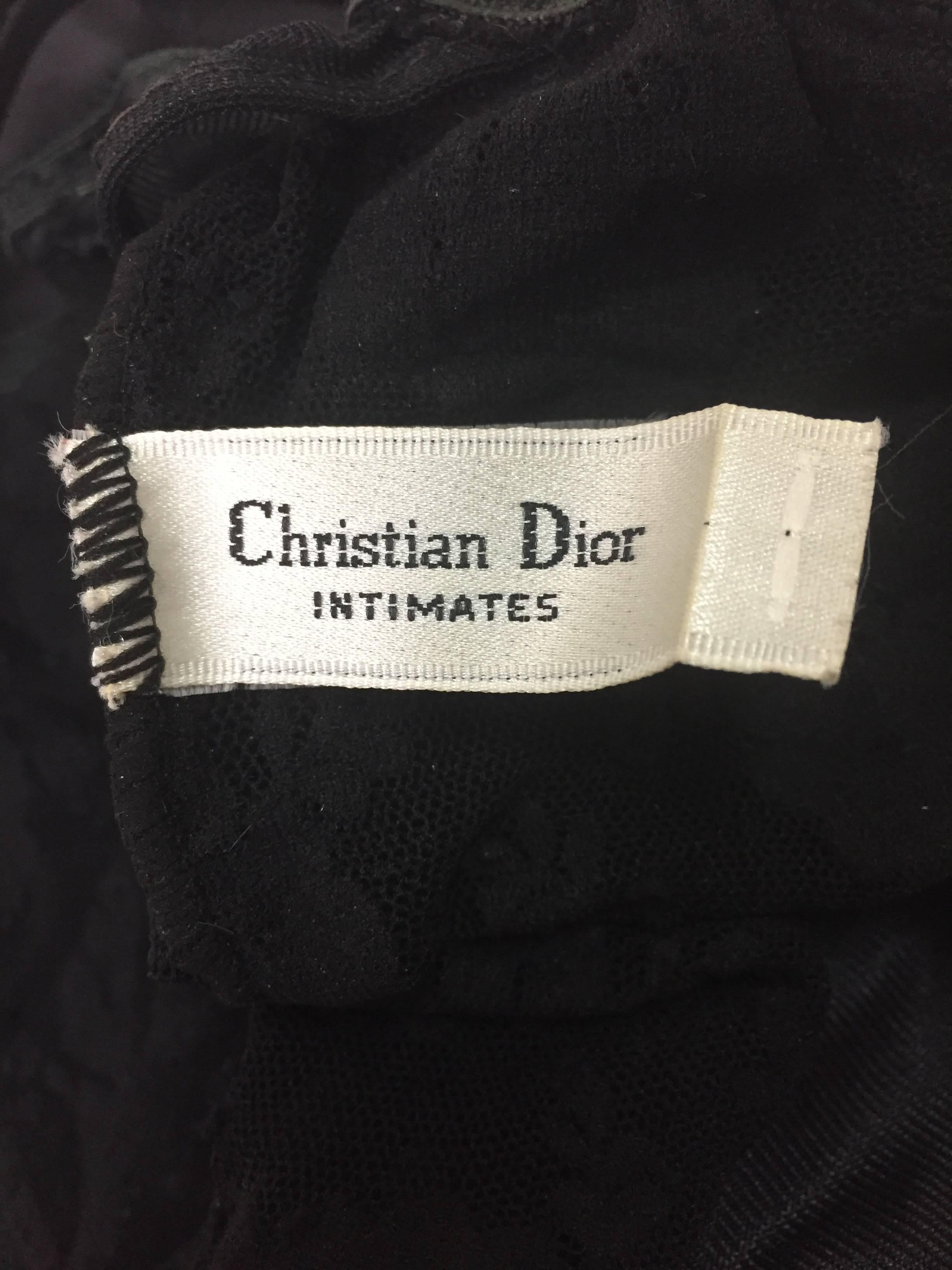 Women's 1990's Christian Dior Black Lace & Mesh Sheer Underwire Slip Dress 34C