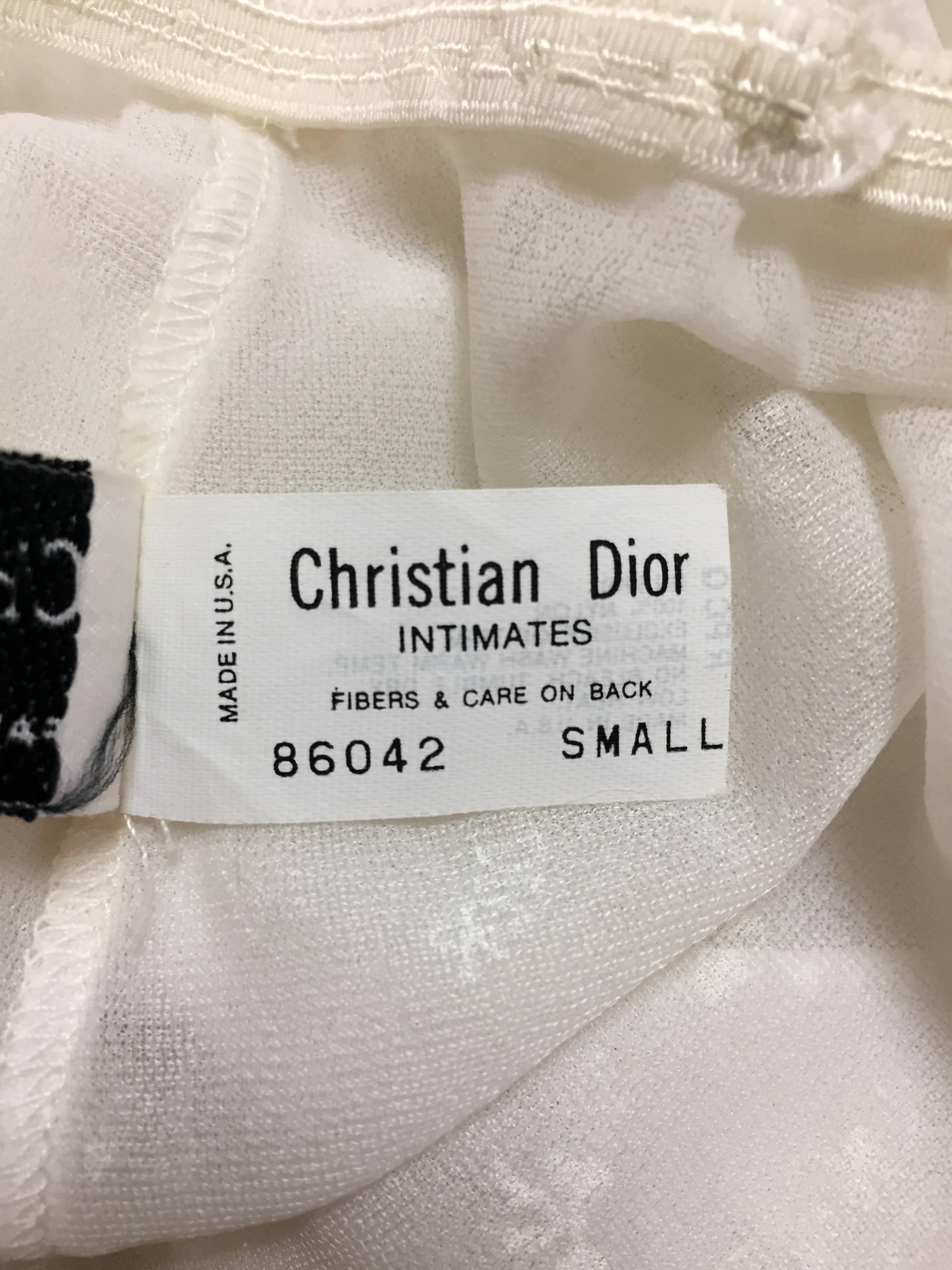 1990s Christian Dior Monogram Logo Sheer Ivory Mesh Slip Skirt In Good Condition In Yukon, OK