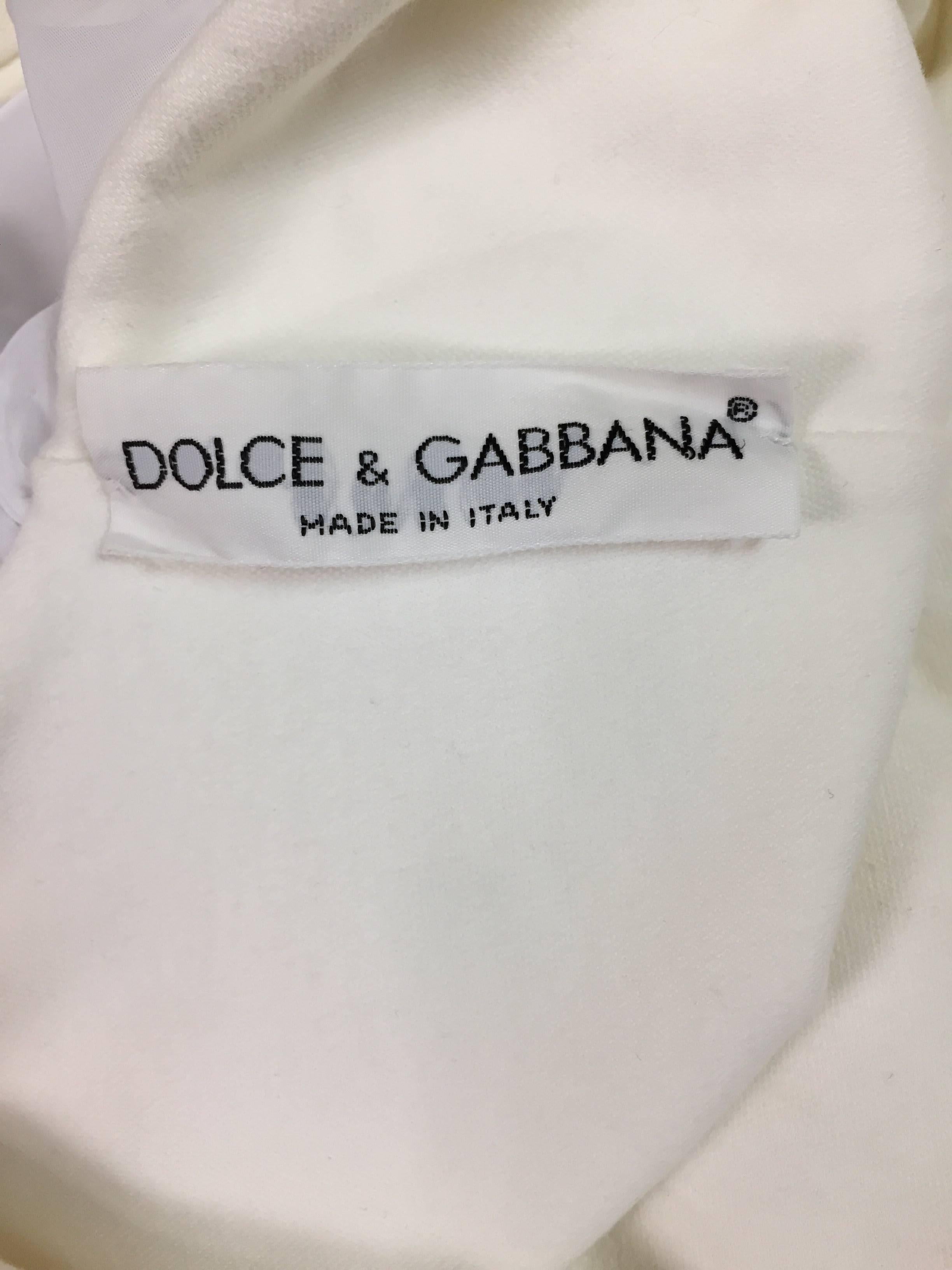 Women's Dolce & Gabbana S/S 1991 Runway Ivory Mini Dress with Long White Sashes XS/S