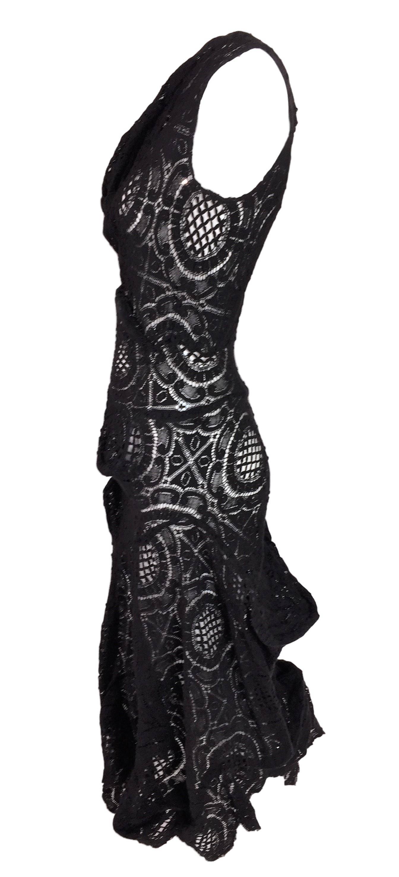 Women's S/S 2002 Vivienne Westwood Couture OOAK Sheer Black Avant Garde Dress