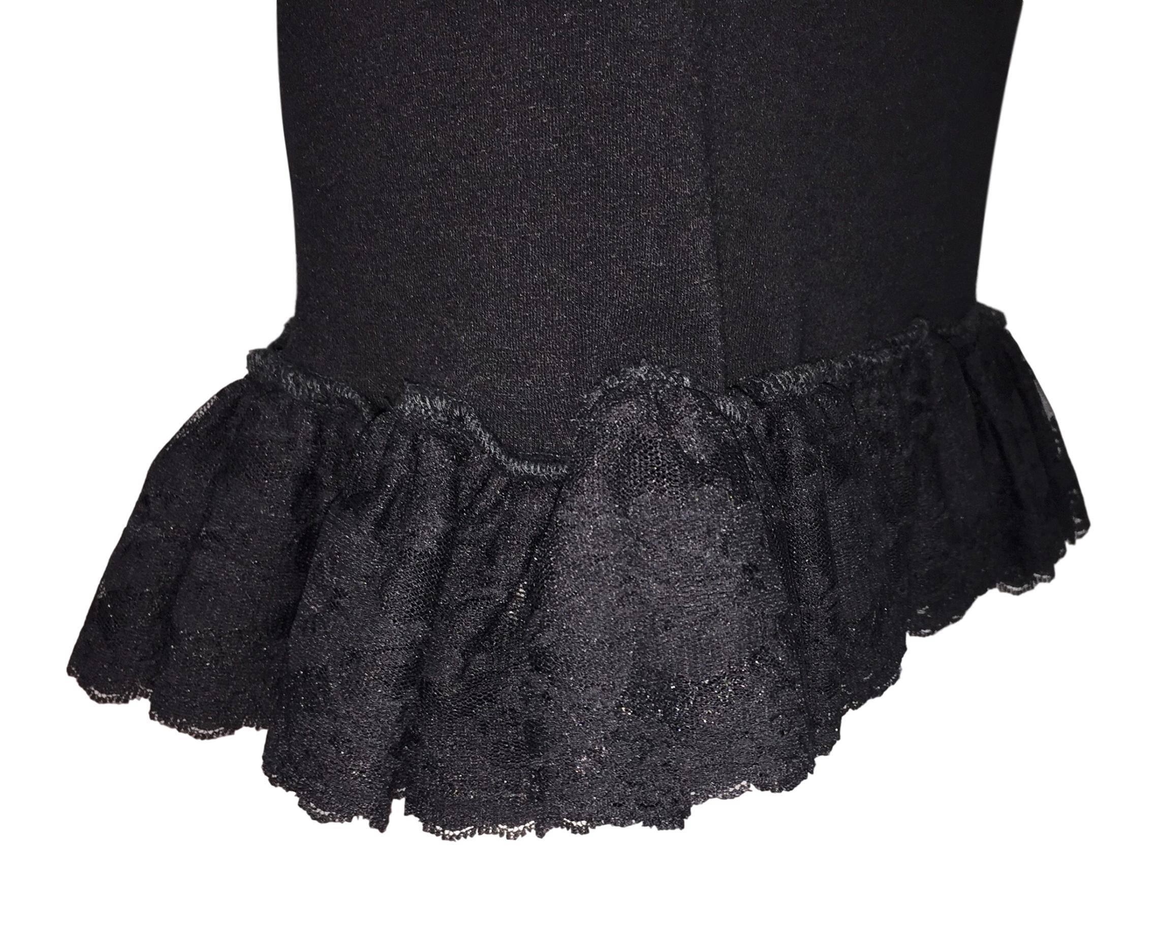 C. 1991 Dolce & Gabbana Long Black Strapless Pin-Up Wiggle Dress w Lace Hem In Good Condition In Yukon, OK