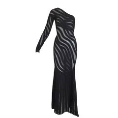 Gianfranco Ferre Runway Sheer Black One Sleeve Gown Dress, F / W 1997 