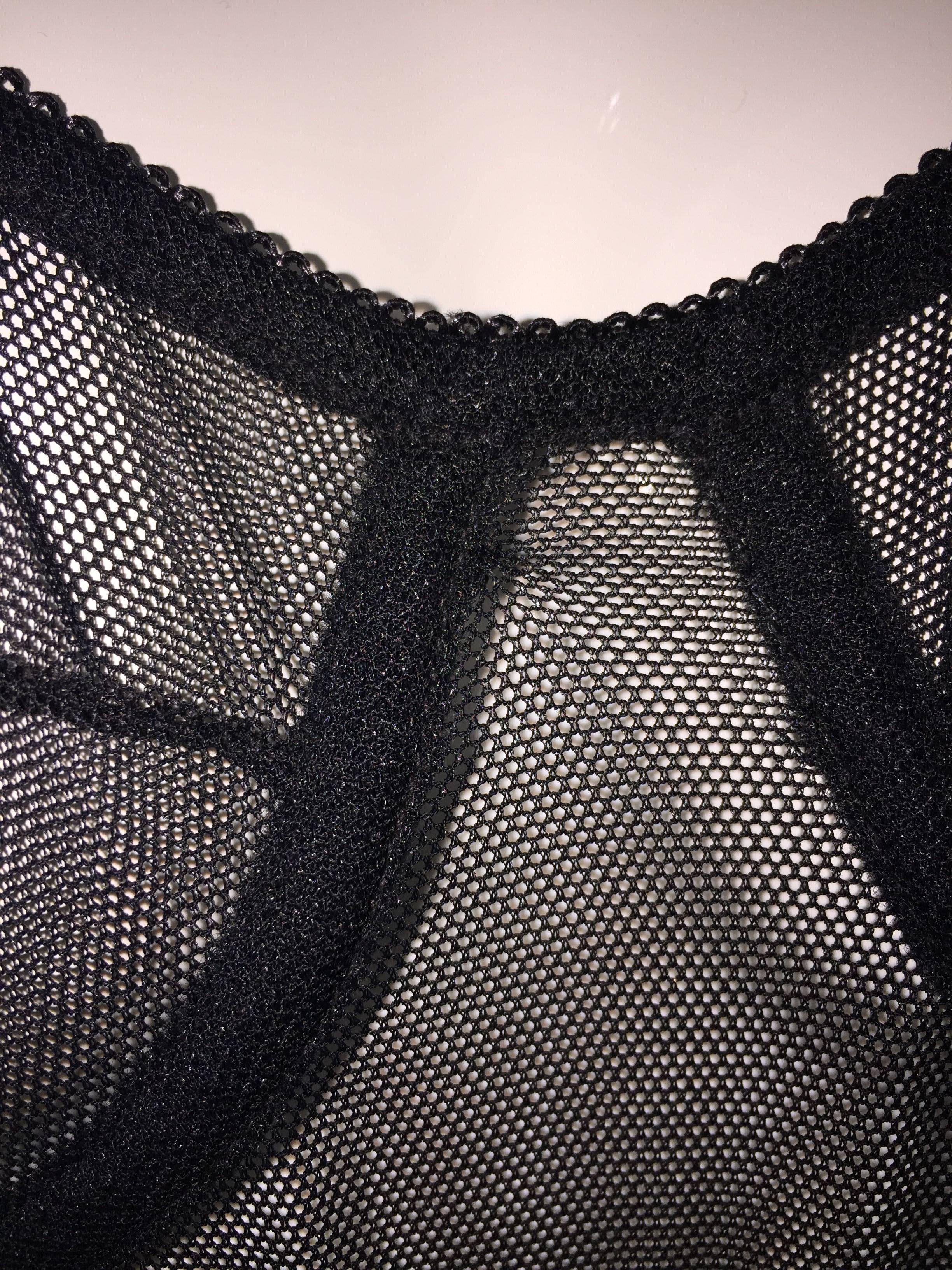 Women's 1990's Giorgio Armani Sheer Black Mesh Strapless Bodysuit Top