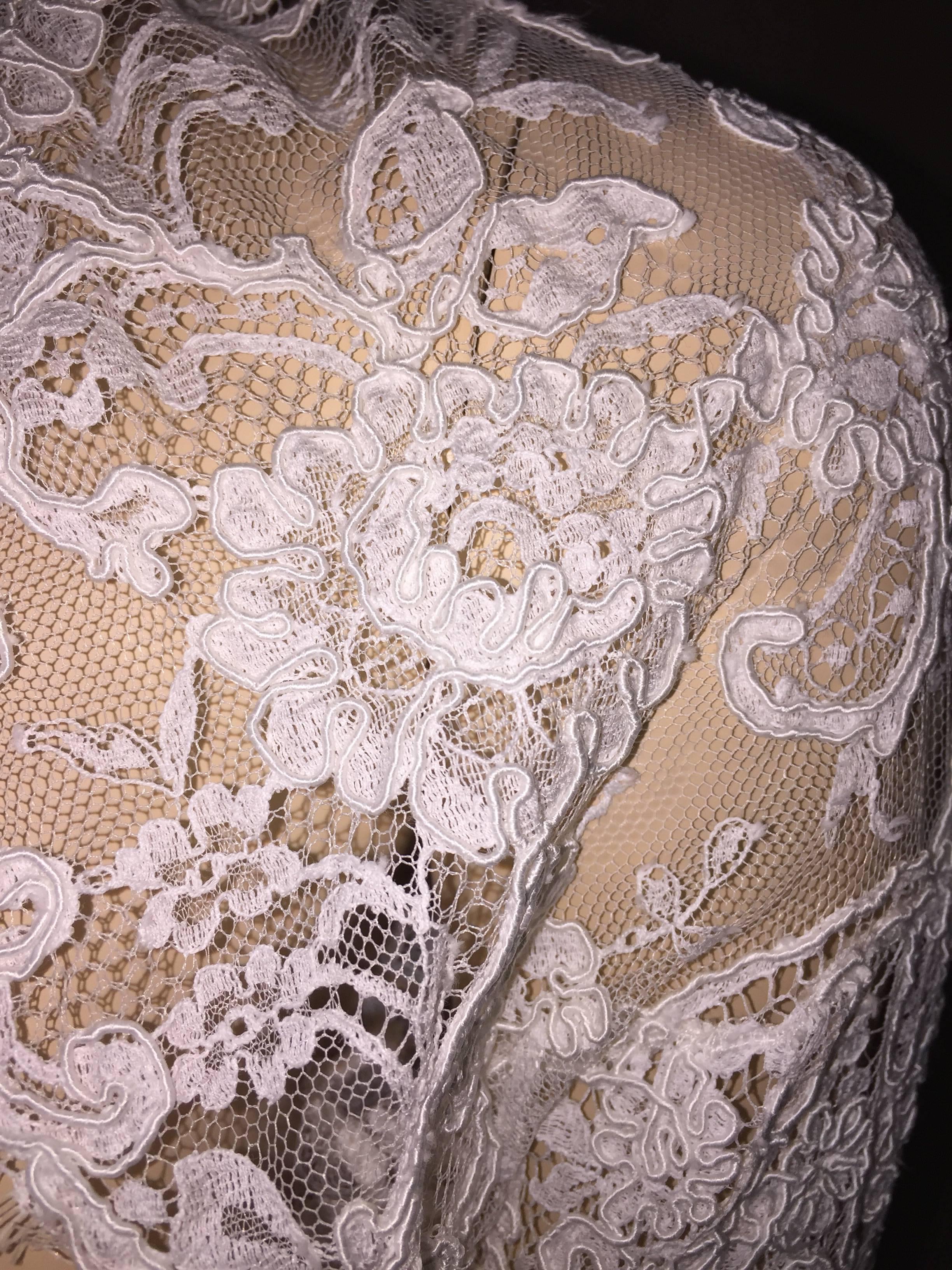 Purple Dolce & Gabbana Sheer White Lace and Mesh Cropped Bridal Shrug Jacket, 1992 