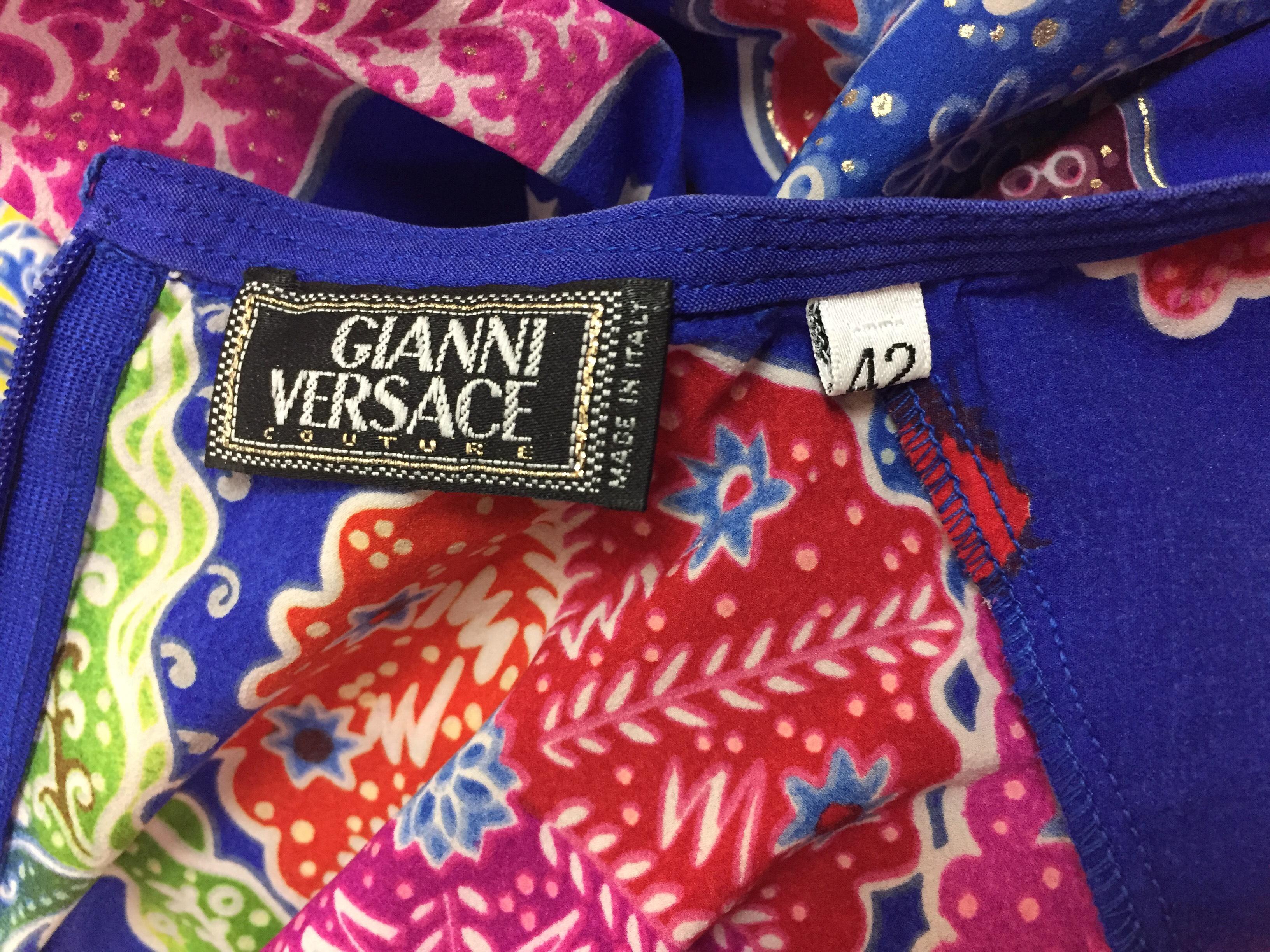 F/W 1994 Gianni Versace Couture Raj Print Bodysuit Top In Excellent Condition In Yukon, OK