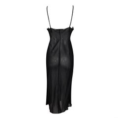 Unworn 1990's Miu Miu Sheer Black Plunging Slip Dress