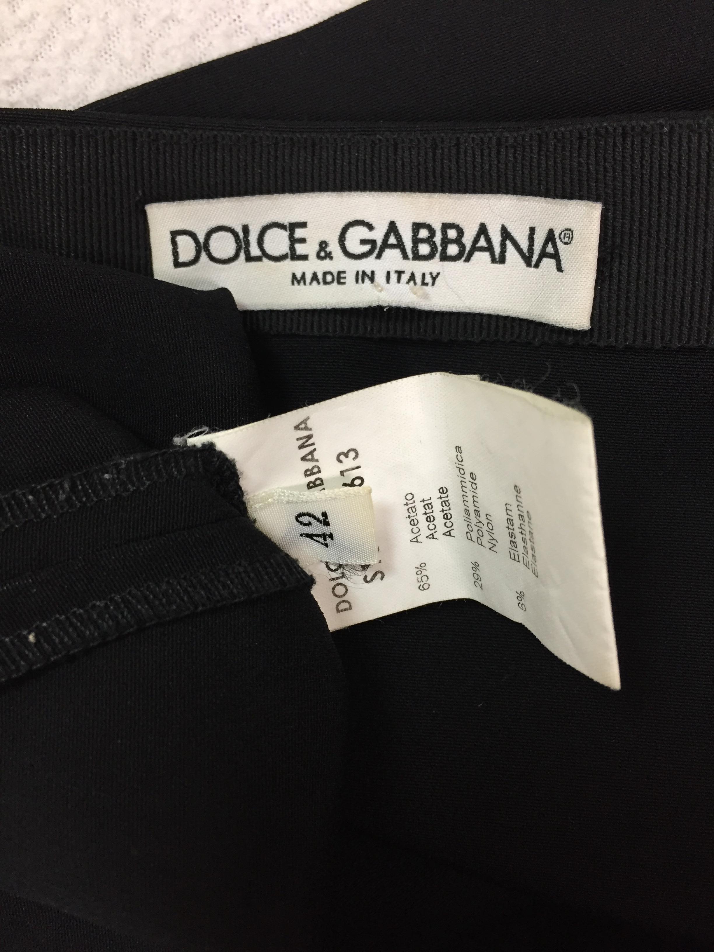Beige 1990's Dolce & Gabbana Sheer Nude Silk Top & Black Micro Mini Skirt