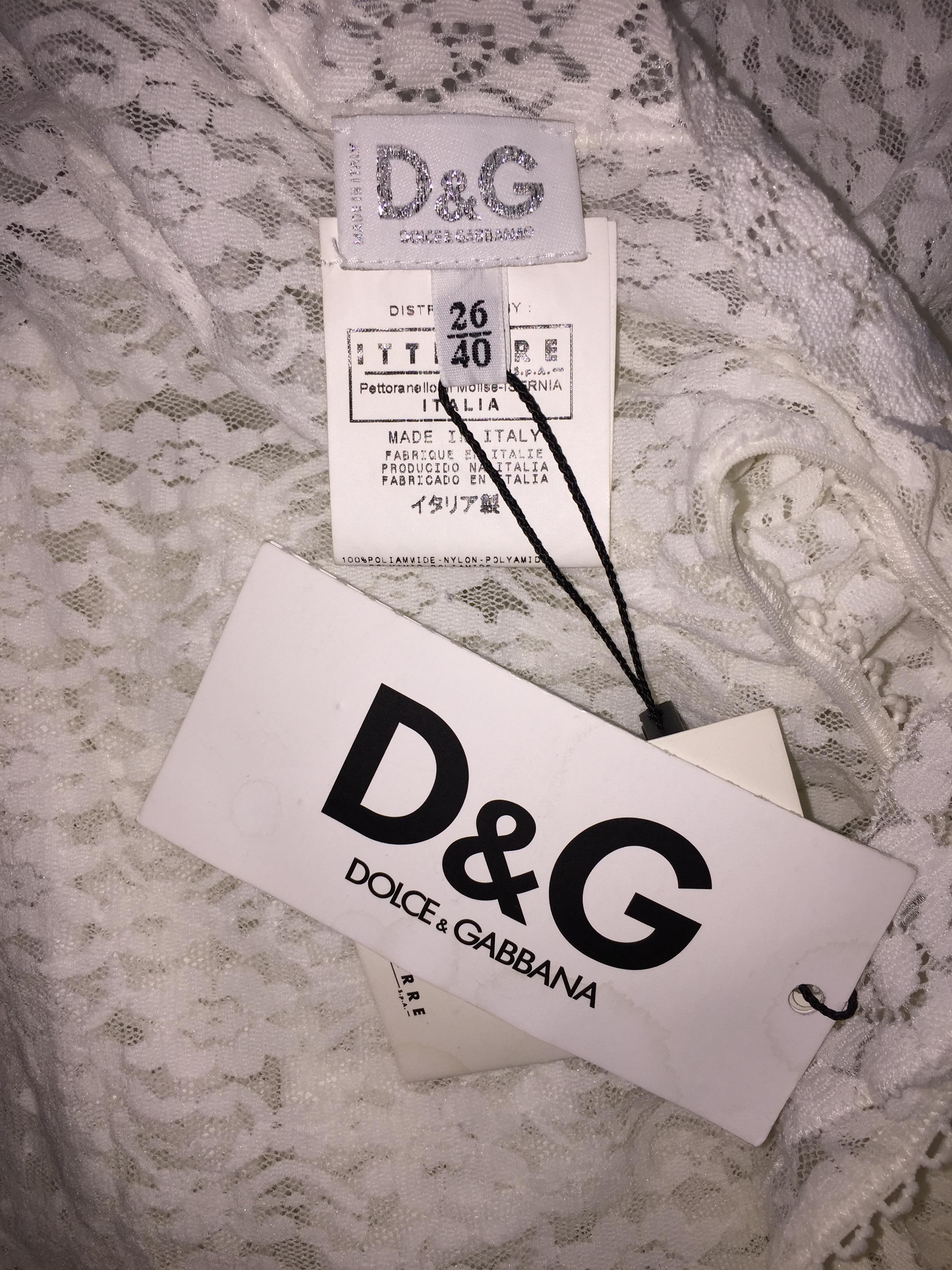S/S 2006 NWT D&G by Dolce & Gabbana Runway Sheer White Lace Wiggle Dress In New Condition In Yukon, OK