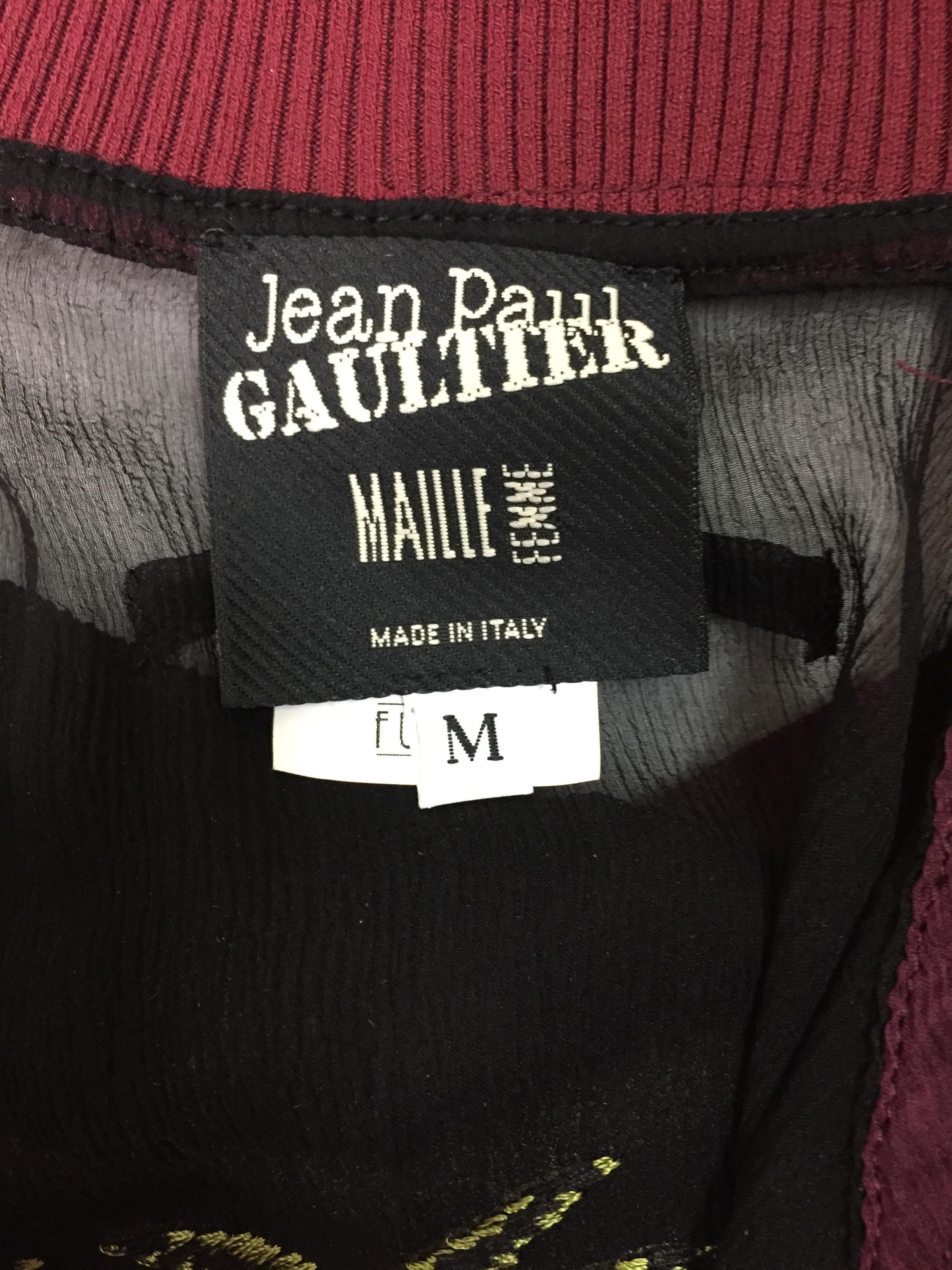 Women's Jean Paul Gaultier Sheer Black Silk Embroidered Long Jacket Dress, 2000s 