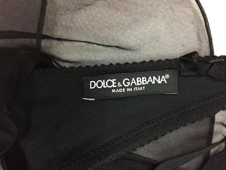 Dolce and Gabbana Runway Sheer Black Silk Bra Gown Dress, F / W 1999 at ...