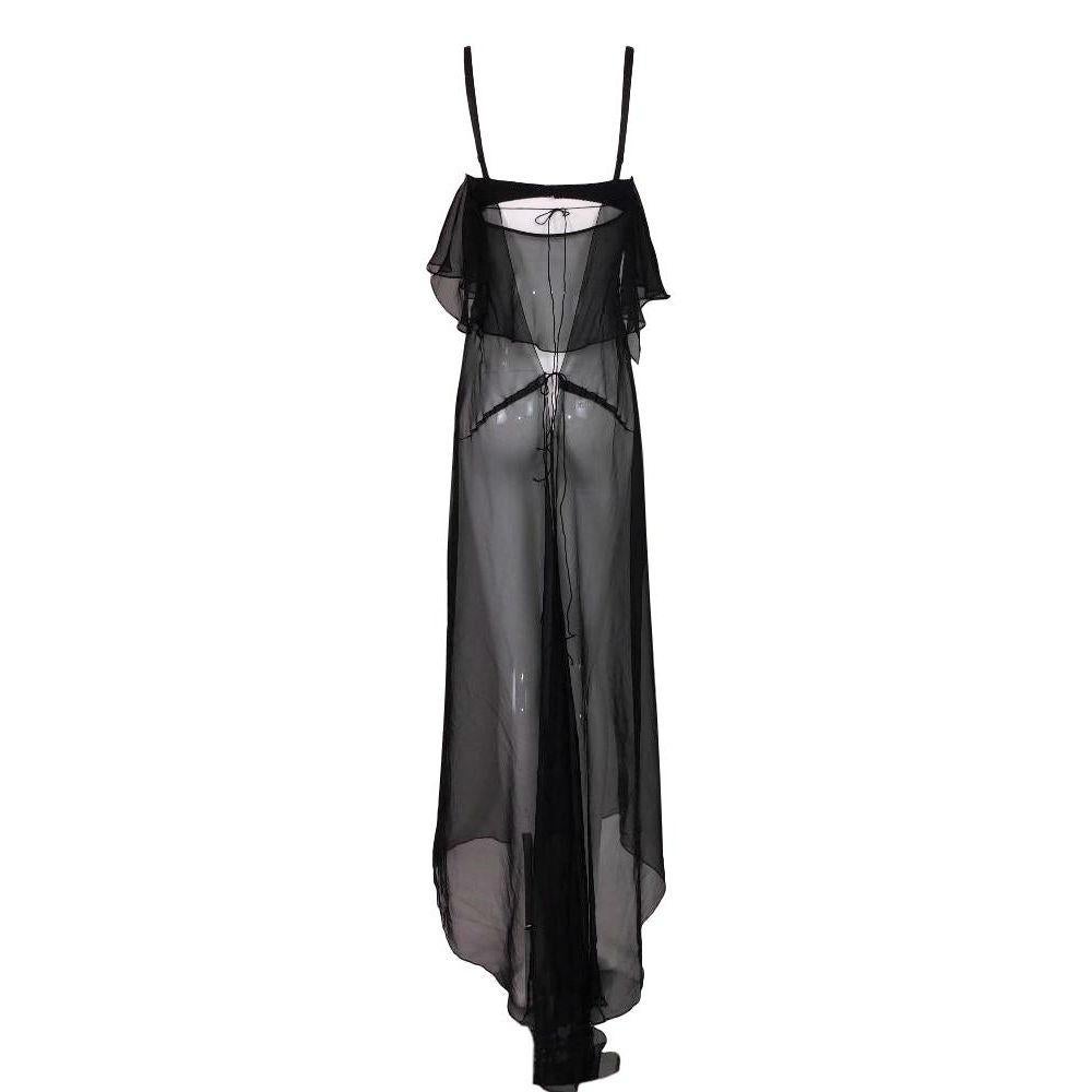 Women's Dolce & Gabbana Runway Sheer Black Silk Bra Gown Dress, F / W 1999 
