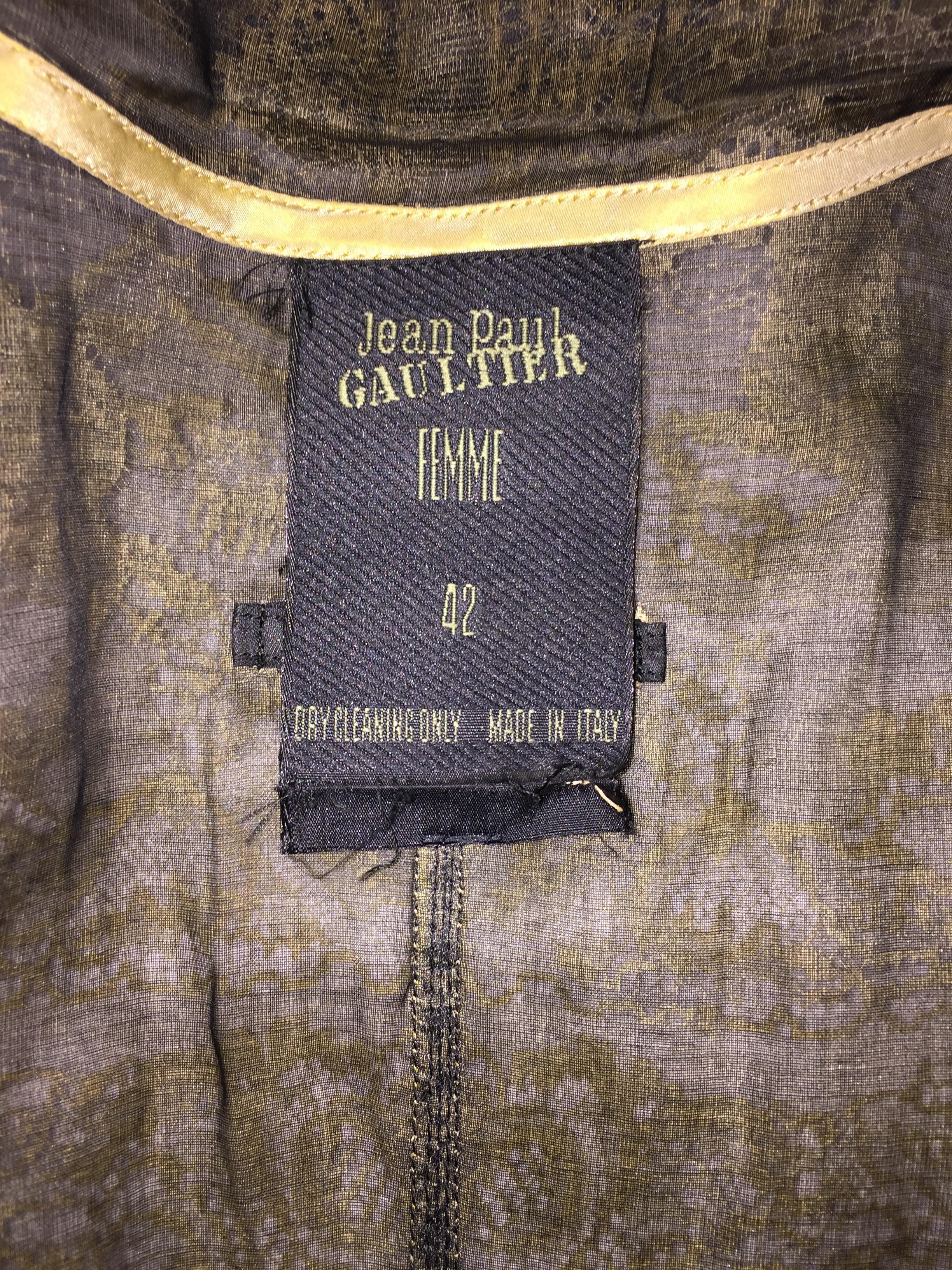 Gray S/S 1988 Jean Paul Gaultier Sheer Chantilly Lace Cowboy Wasp Waist Jacket