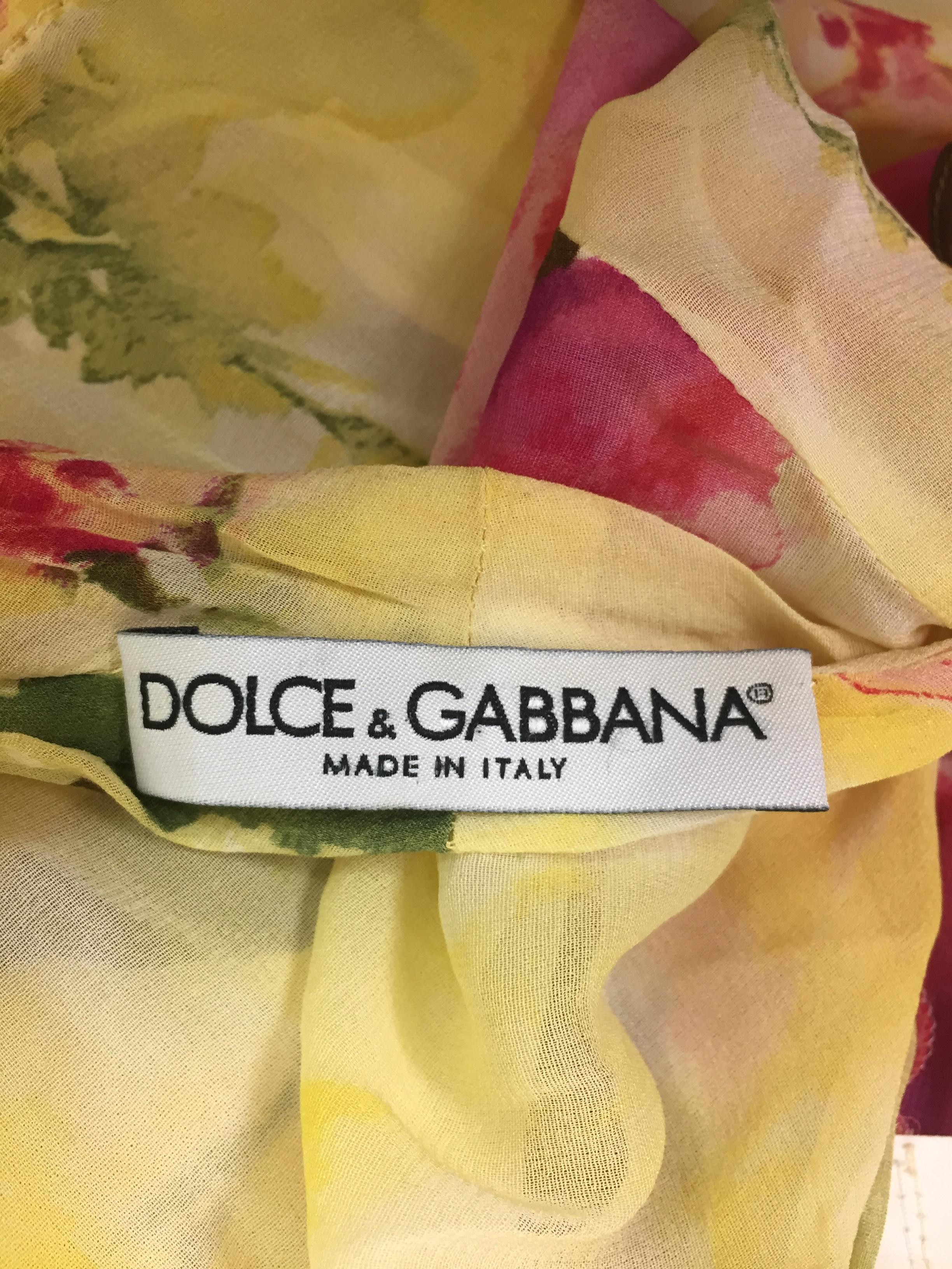 Beige Dolce & Gabbana Plunging Yellow Silk Twenties Flapper Style Mini Dress, 1990s 