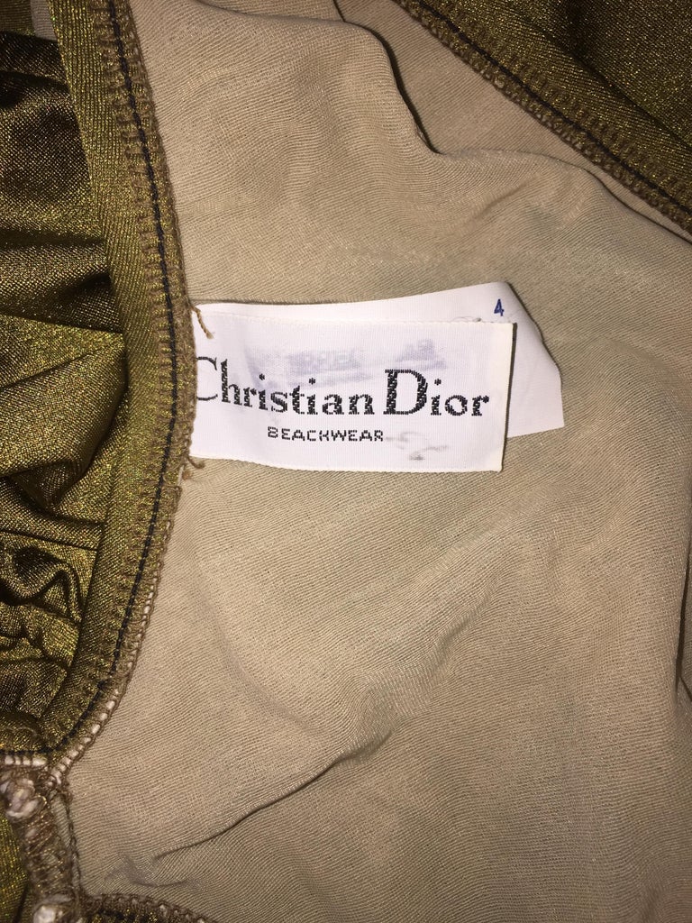 Christian Dior Vintage Army Green Plunging Cut-Out Swimsuit Bodysuit ...
