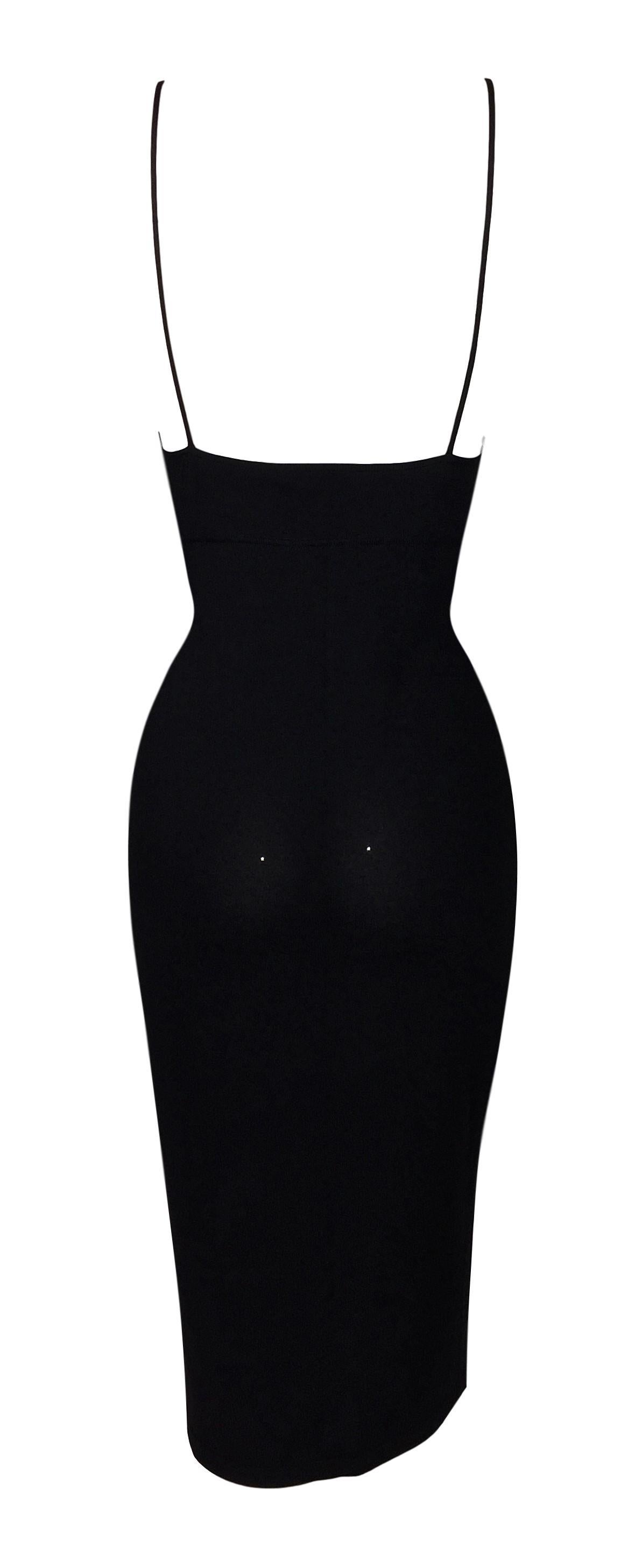 1999 Gucci by Tom Ford Plunging Black Slinky Bodycon Knit Dress M In Excellent Condition In Yukon, OK