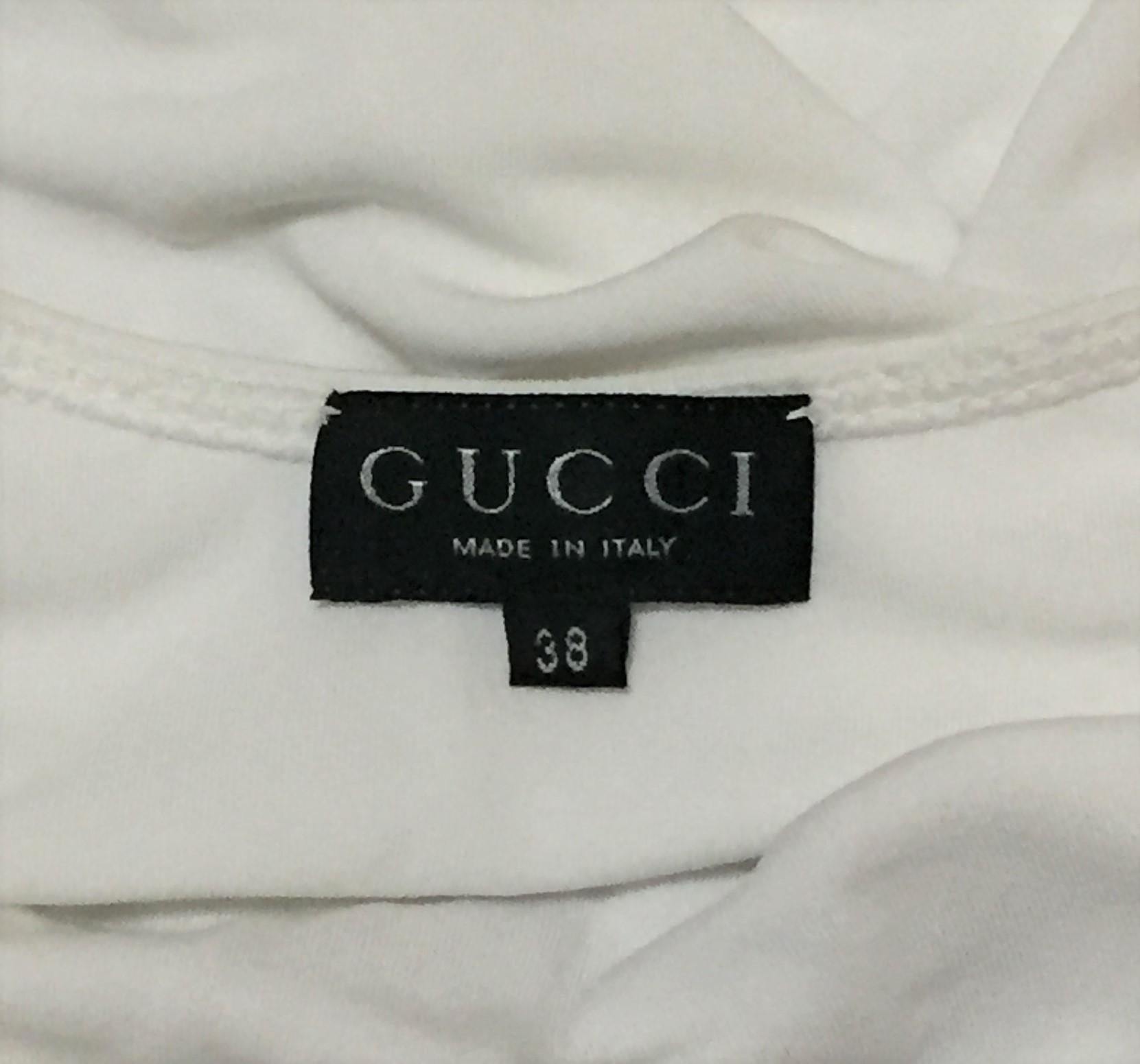 F/W 1996 Gucci by Tom Ford Sheer White Halter Gold Logo Dress In Good Condition In Yukon, OK