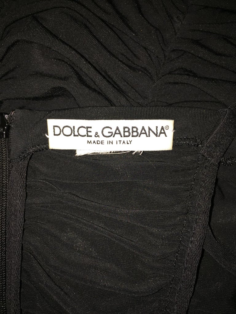 F/W 1995 Dolce and Gabbana Sheer Black Ruched Wiggle 1940's Style Pin ...