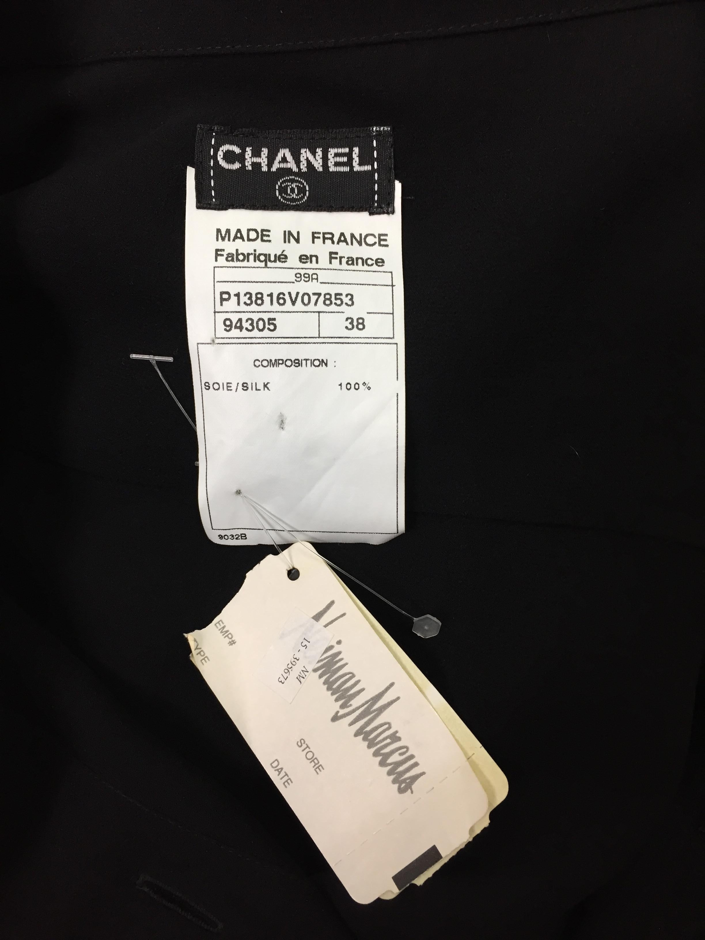 NWT 1999 Chanel Sheer Black Silk Hi-Low Shirt Tunic Dress 1