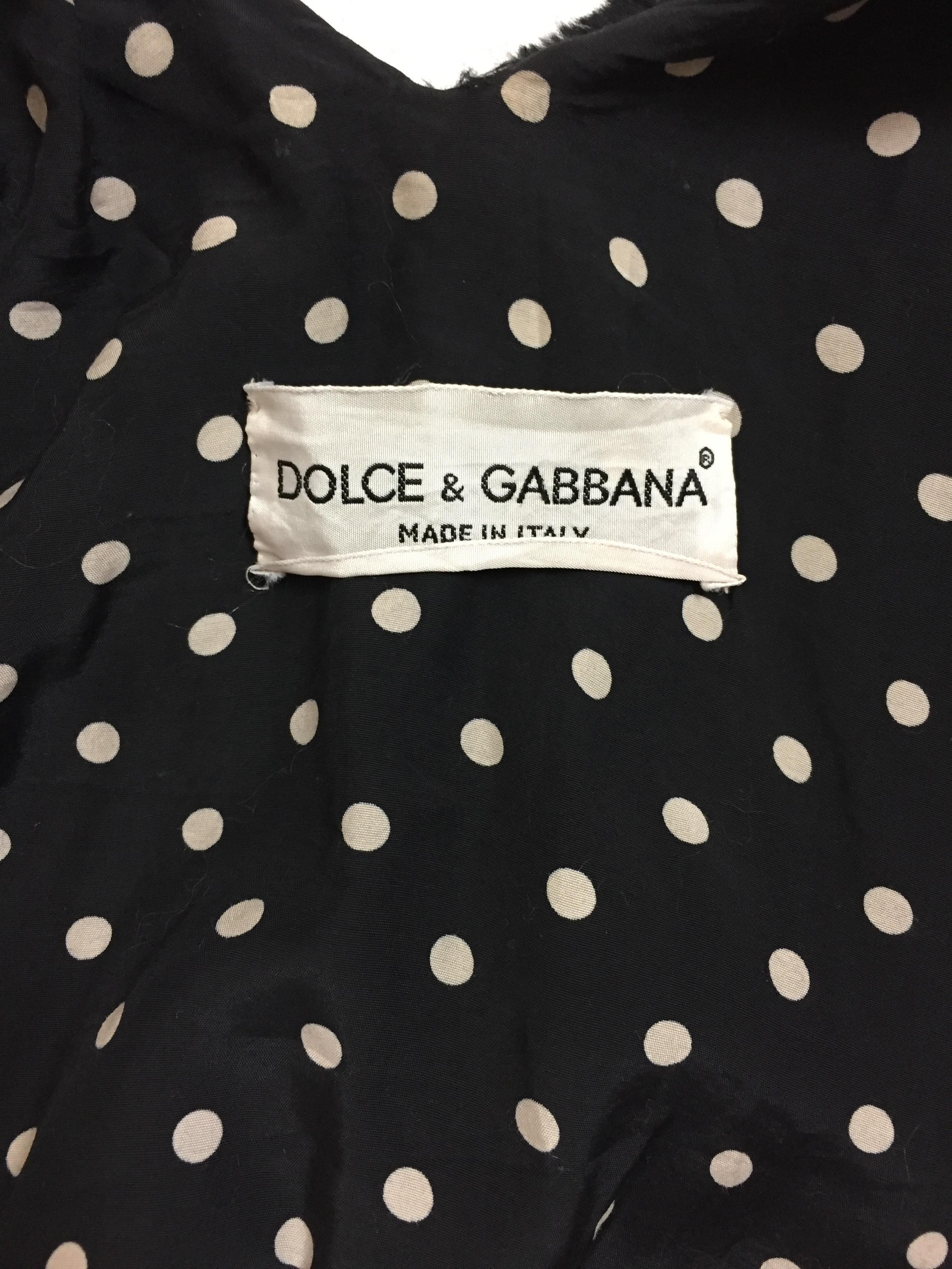 S/S 1995 Dolce & Gabbana Black Faux Fur Coat Jacket In Good Condition In Yukon, OK