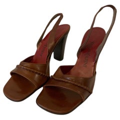 Yves Saint Laurent Brown Slingback Heels, Circa 1970s