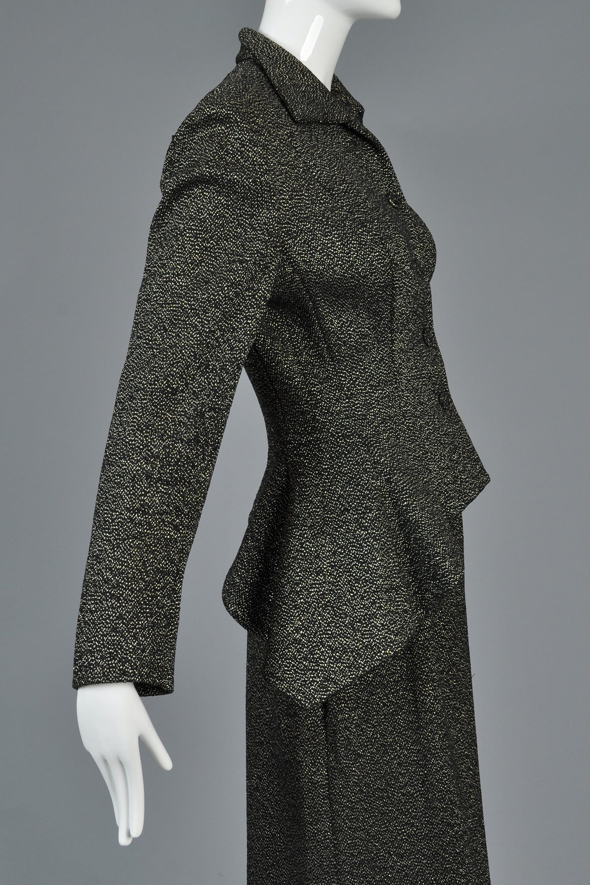 1940s Metallic Asymmetrical Peplum Suit For Sale 3