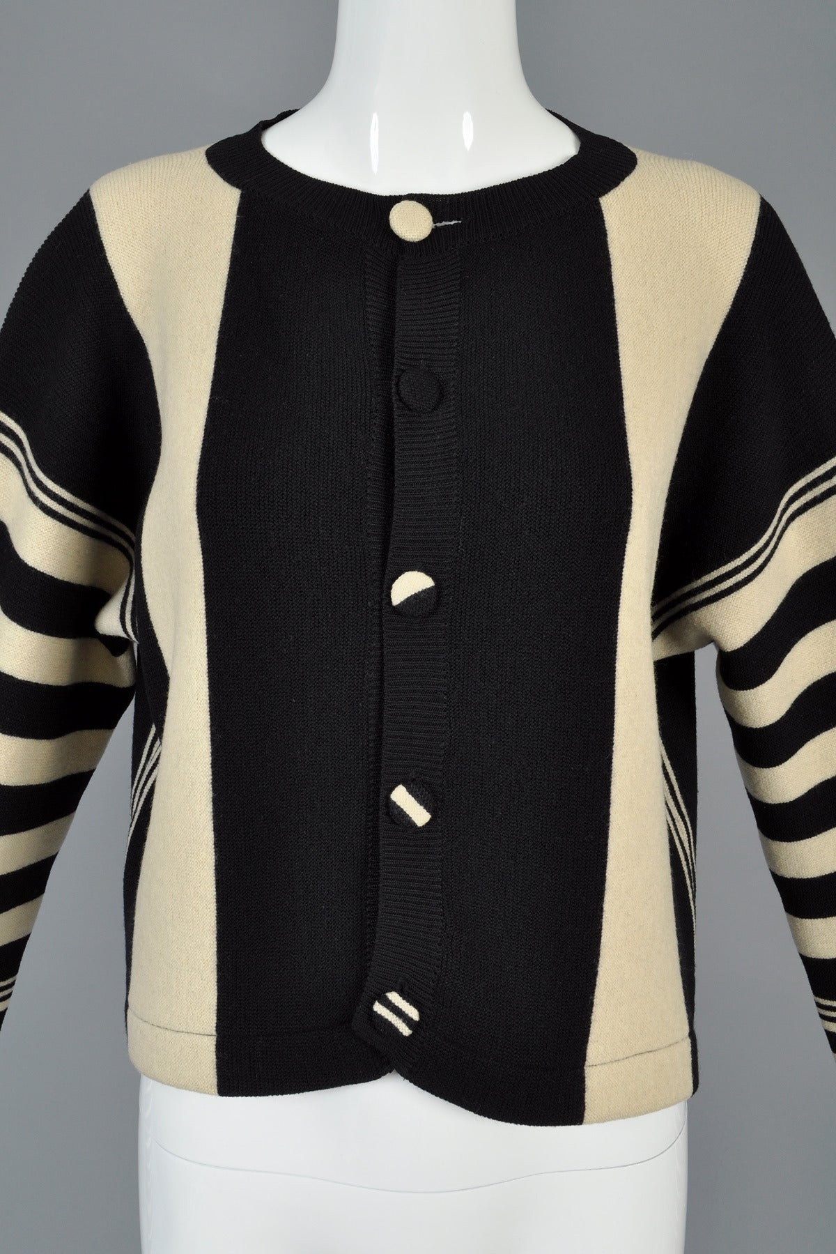 Workshop by Yohji Yamamoto Graphic Striped Cardigan Sweater In Excellent Condition In Yucca Valley, CA