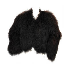 Retro Ultra Chubby Cropped Black Mongolian Lamb Fur Coat
